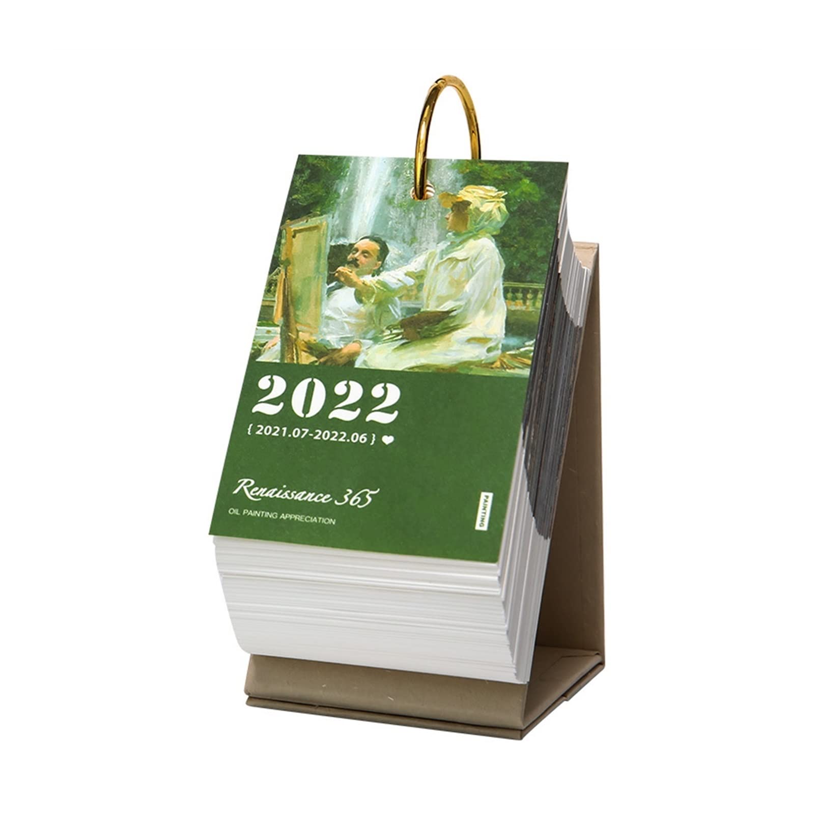 liushop Bürokalender 2022 Kalender Renaissance 365 Tage Filmkunst Ölgemälde Schreibtisch Kalender Desktop Dekoration Schreibwaren Büro Zubehör Tischkalender Wochenplaner (Size : Large)