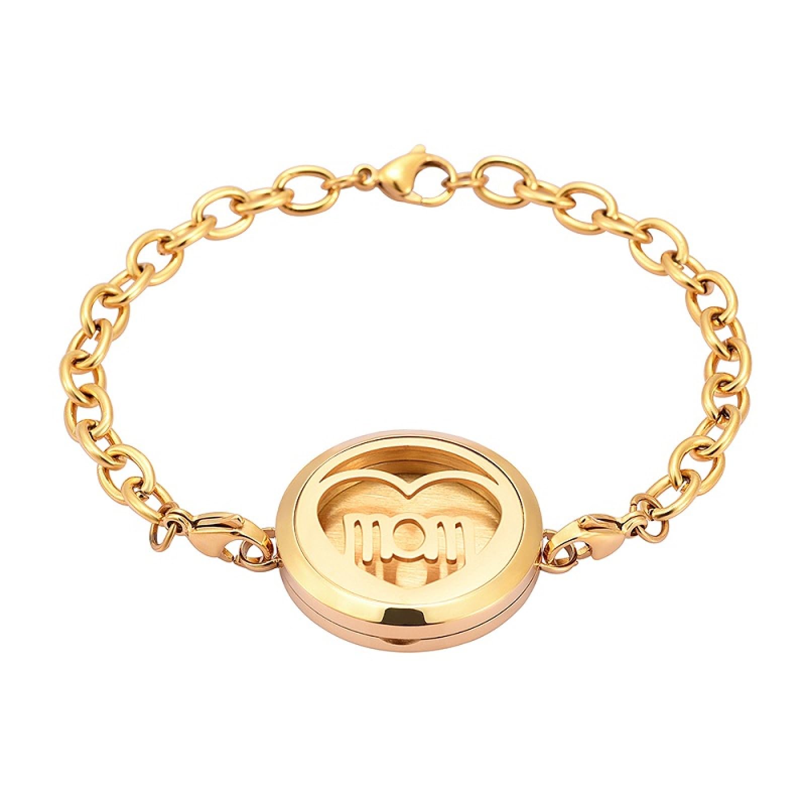 Hollow Love MOM Dyfuzor olejków eterycznych ze stali nierdzewnej Perfumy 12 podkładek Bransoletka pamiątkowa, 1,18 cm