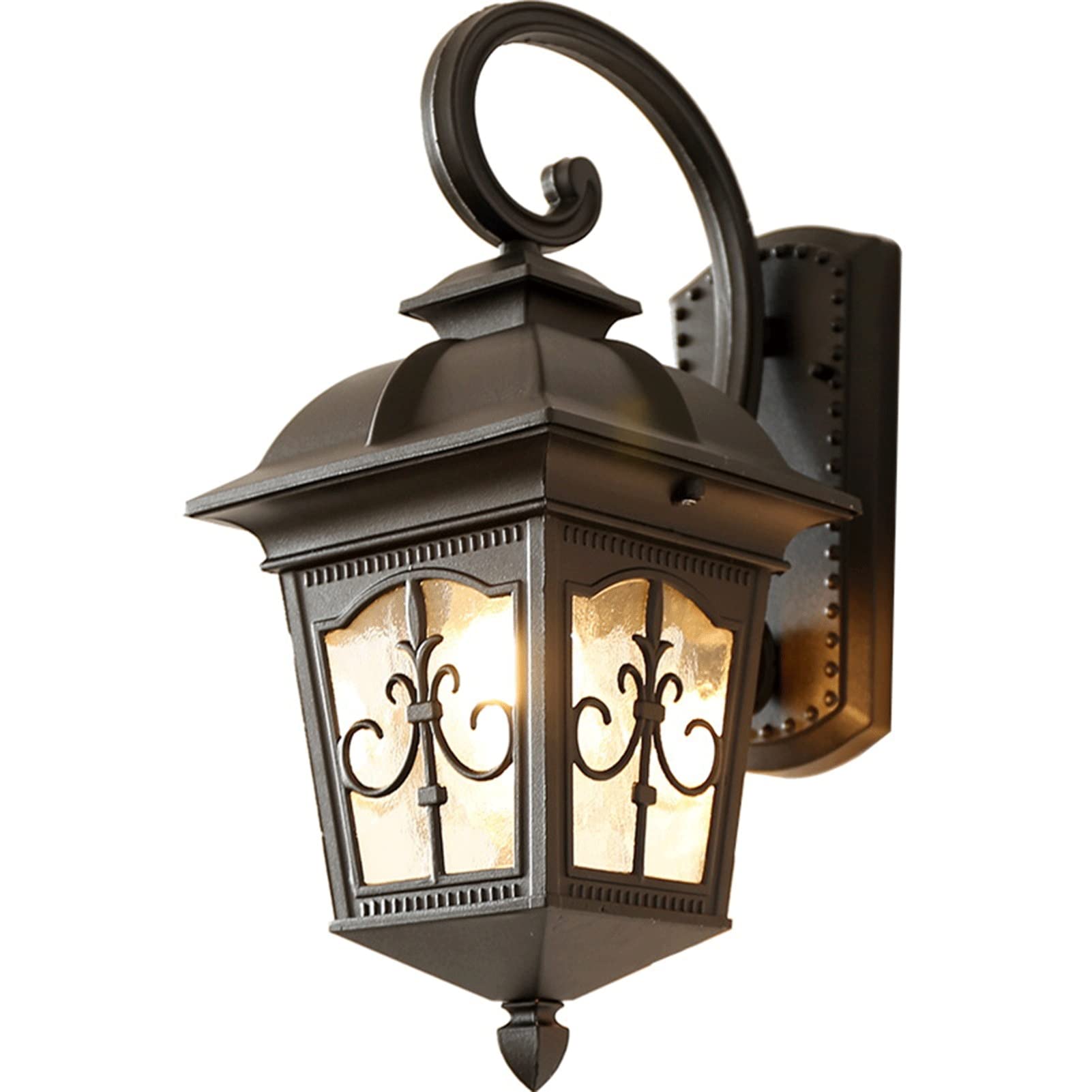 Lanterne murale d'extérieur anti-corrosion GYORI applique noire en verre solide