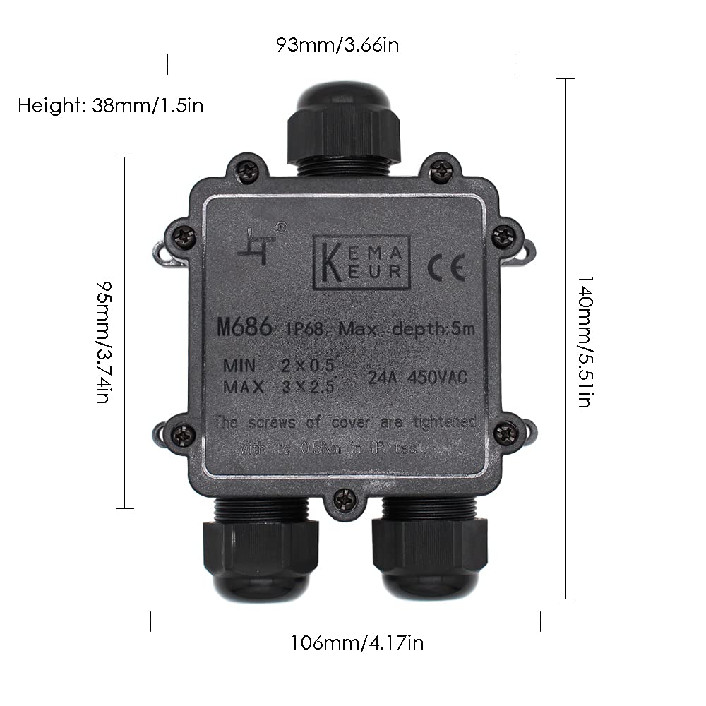 Scatola Di Giunzione Impermeabile IP68 PEBA® - 3 Vie Per Cavi Ø4-14mm, Esterna - Foto 5