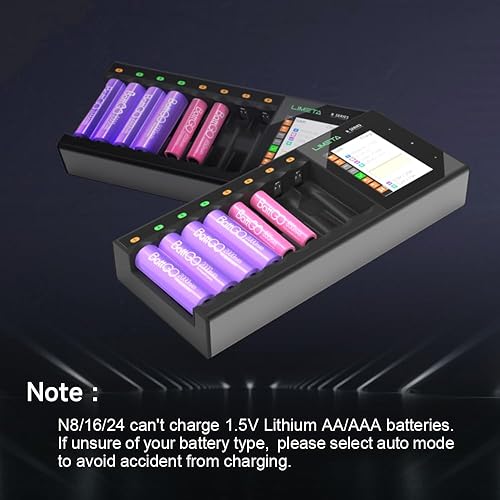 Miniatura 9 de Cargador de batería AA AAA 8 bahías Cargador de batería recargable rápido Pantalla LCD para baterías domésticas universales LiHv Ni-MH Ni-Cd LiFePO4