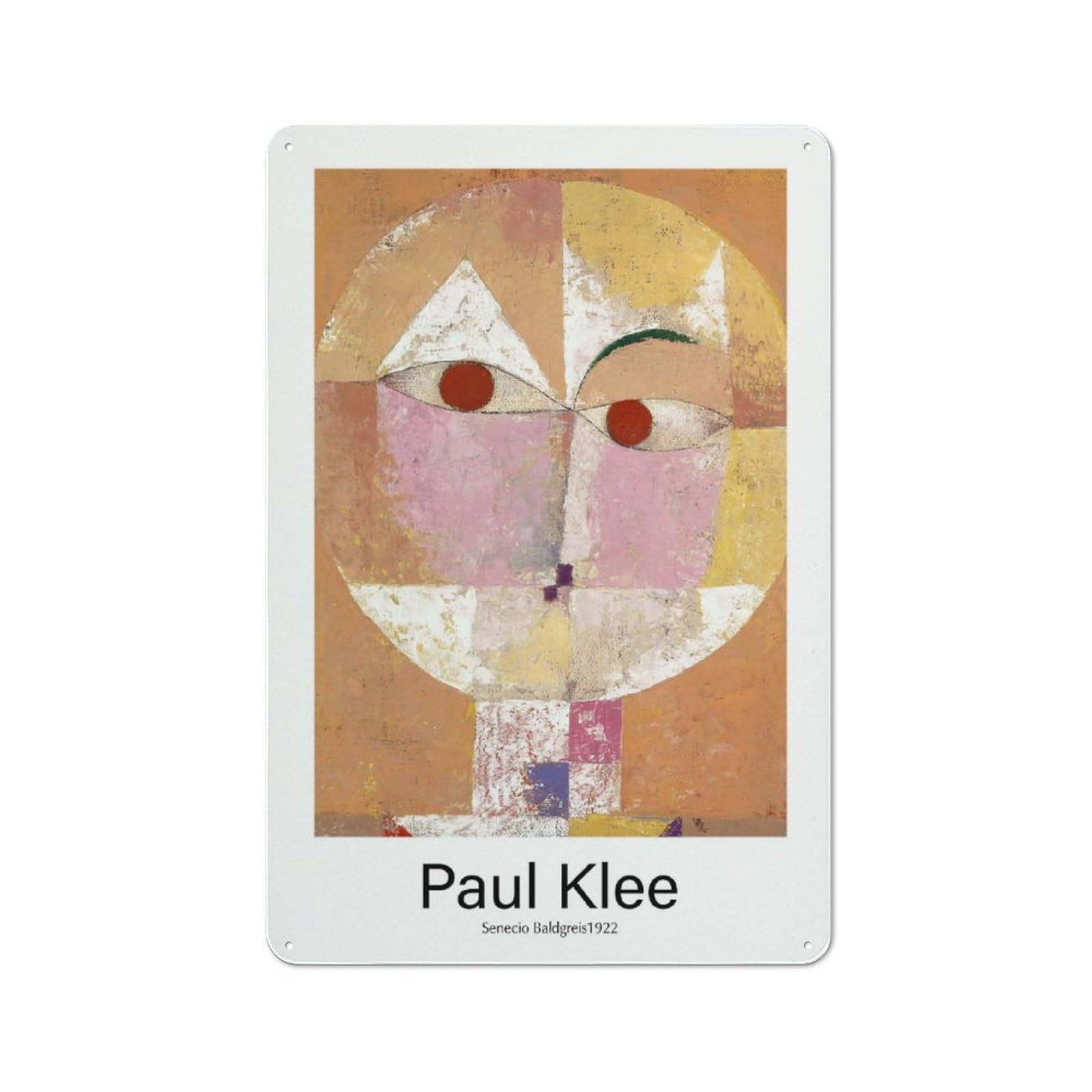 Junmoney Style Tin Wall Plaque 30X20cm With Senecio By Paul Klee For Home Office Or Studio, For Garage, Workshop And Man Cave Decoration