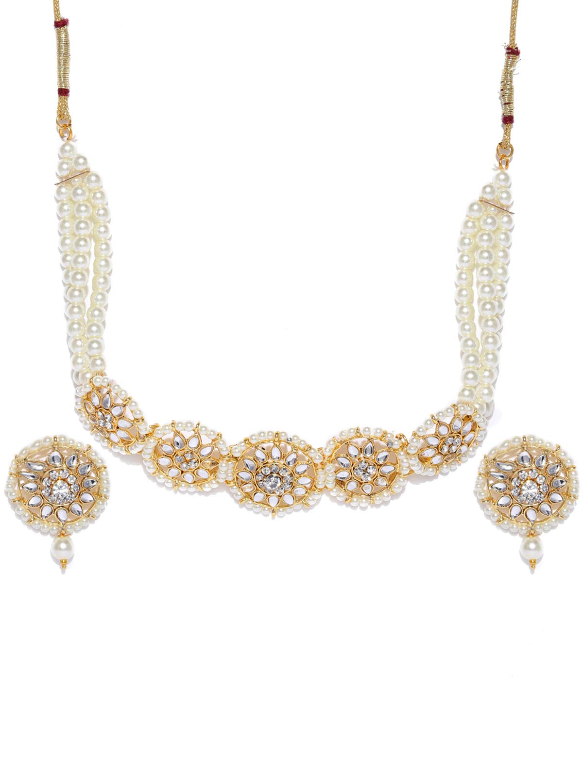 ZAVERI PEARLS Gold Tone Traditional Kundan And Pearls Choker Necklace Set For Women-ZPFK8902 (B07XG7VKQV) Amazon Price History, Amazon Price Tracker