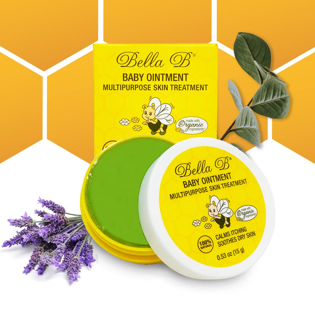 BELLA B Baby Ointment Multipurpose Skin Treatment 0.5oz - Made with Organic Ingredients - Naturally Helps Soothe Irritation - Remedy for Very Dry Skin - Soothing Multipurpose Baby Ointment