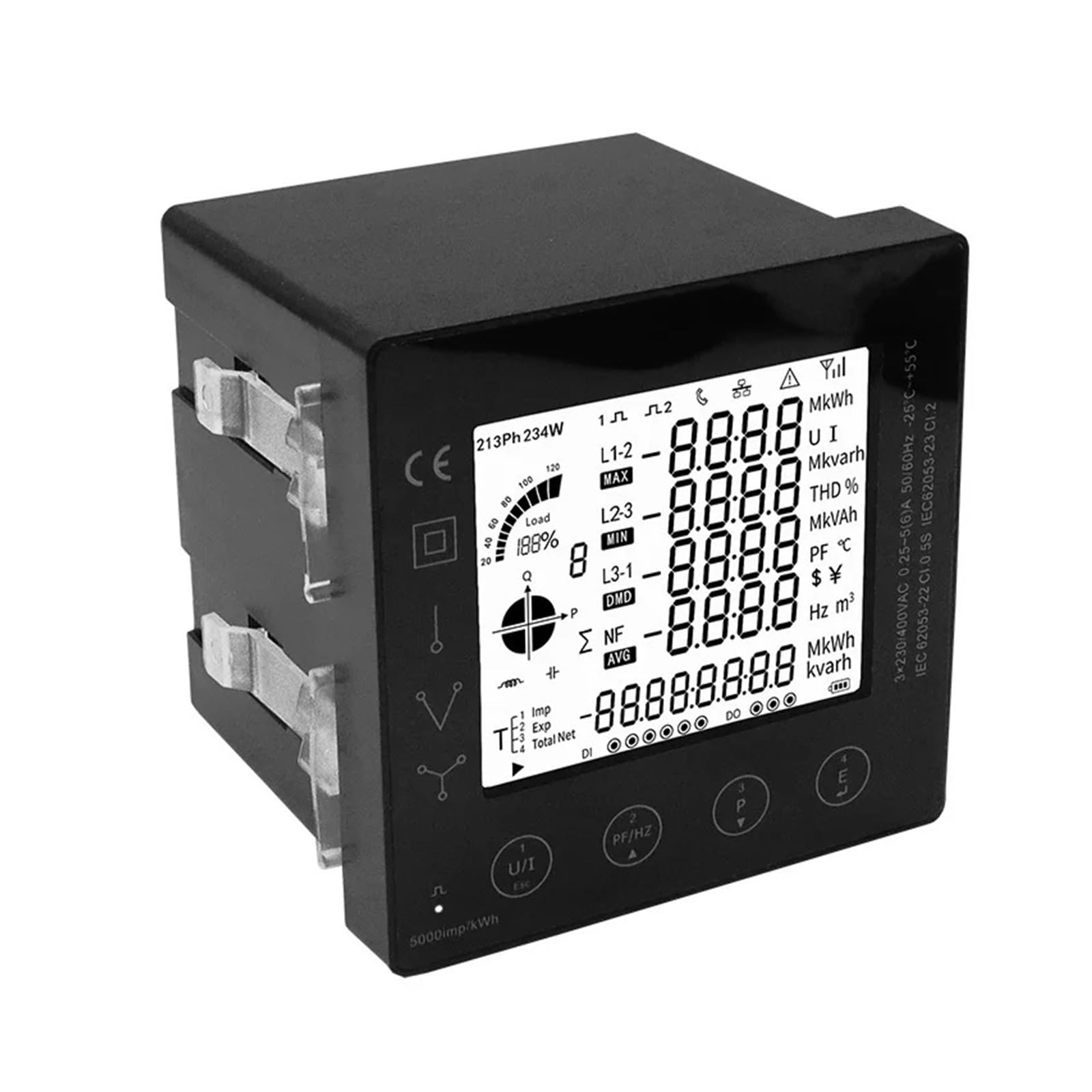 Medidor de energía PAC5000 PAC5110 Medidor de Consumo de energía trifásico Medidor de energía eléctrica Inteligente kwh Medidor de Panel de 96 * 96 mm AVW RS485 Modbus(Just Meter Pac5000)