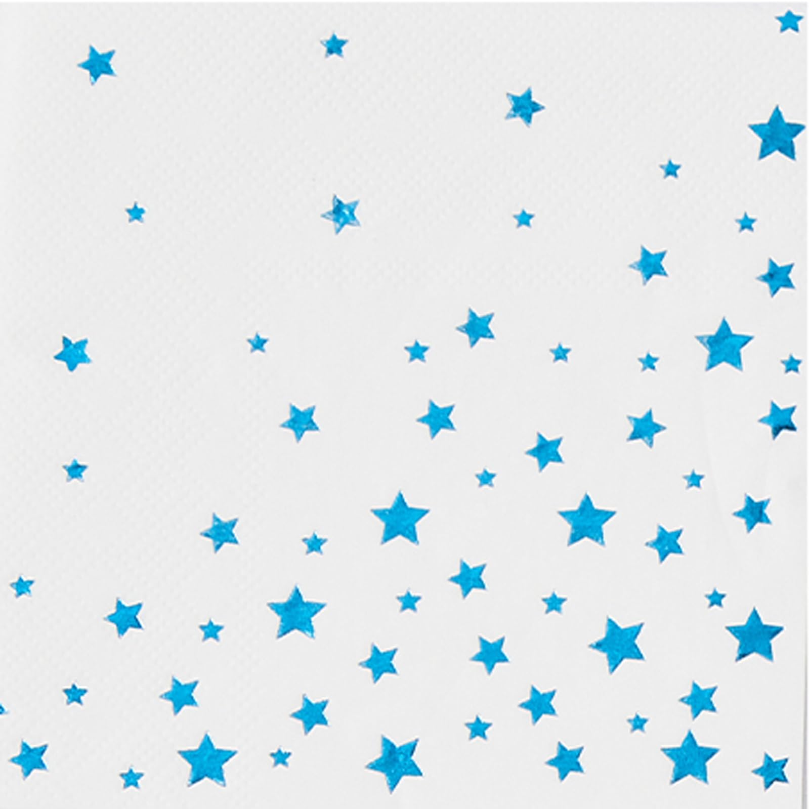 Elegant 100-Pack White Cocktail Napkins with Blue Foil stars- 2-ply Disposale Party Napkins for Weddings, Bars and Baby Showers