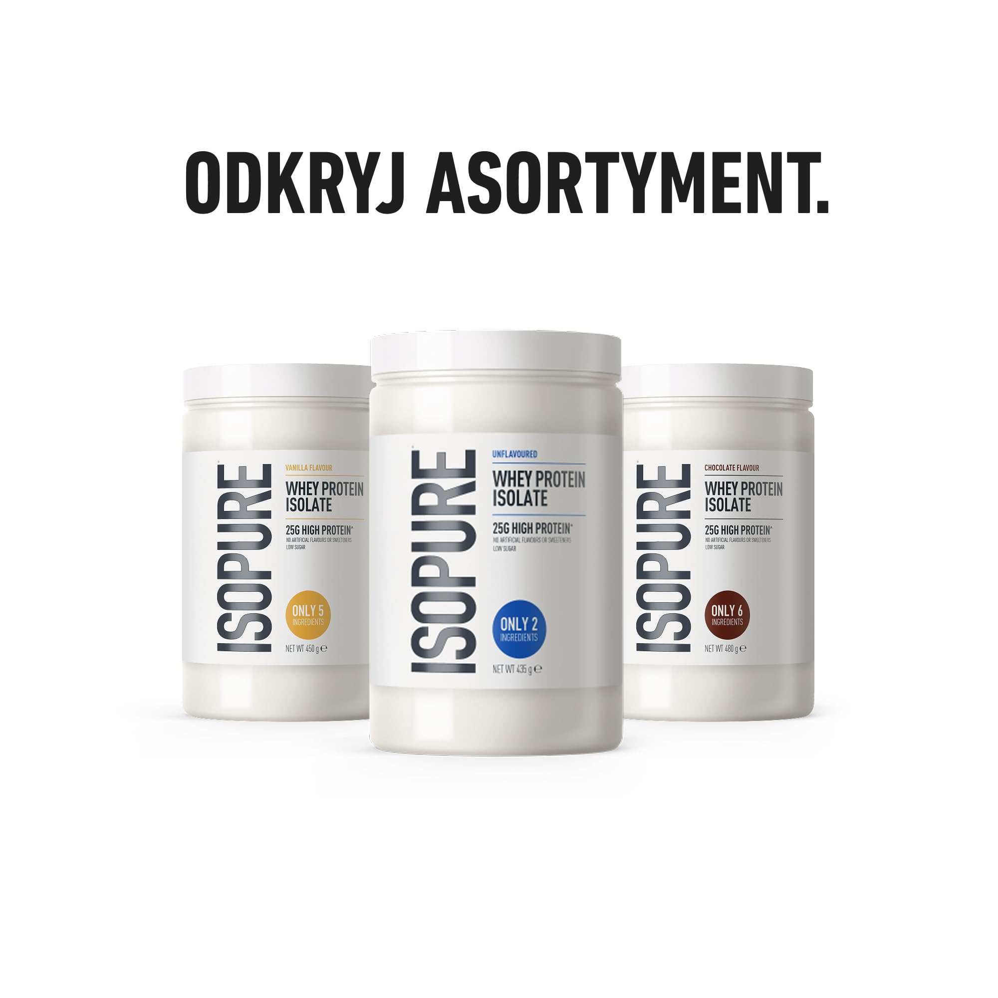 Isopure Waniliowy Izolat Białka Serwatkowego, Wysoka Zawartość Białka 25 g na Porcję, Niska Zawartość Cukru, Bez Sztucznych Aromatów i Słodzików, Tylko 5 Składników, 450 g