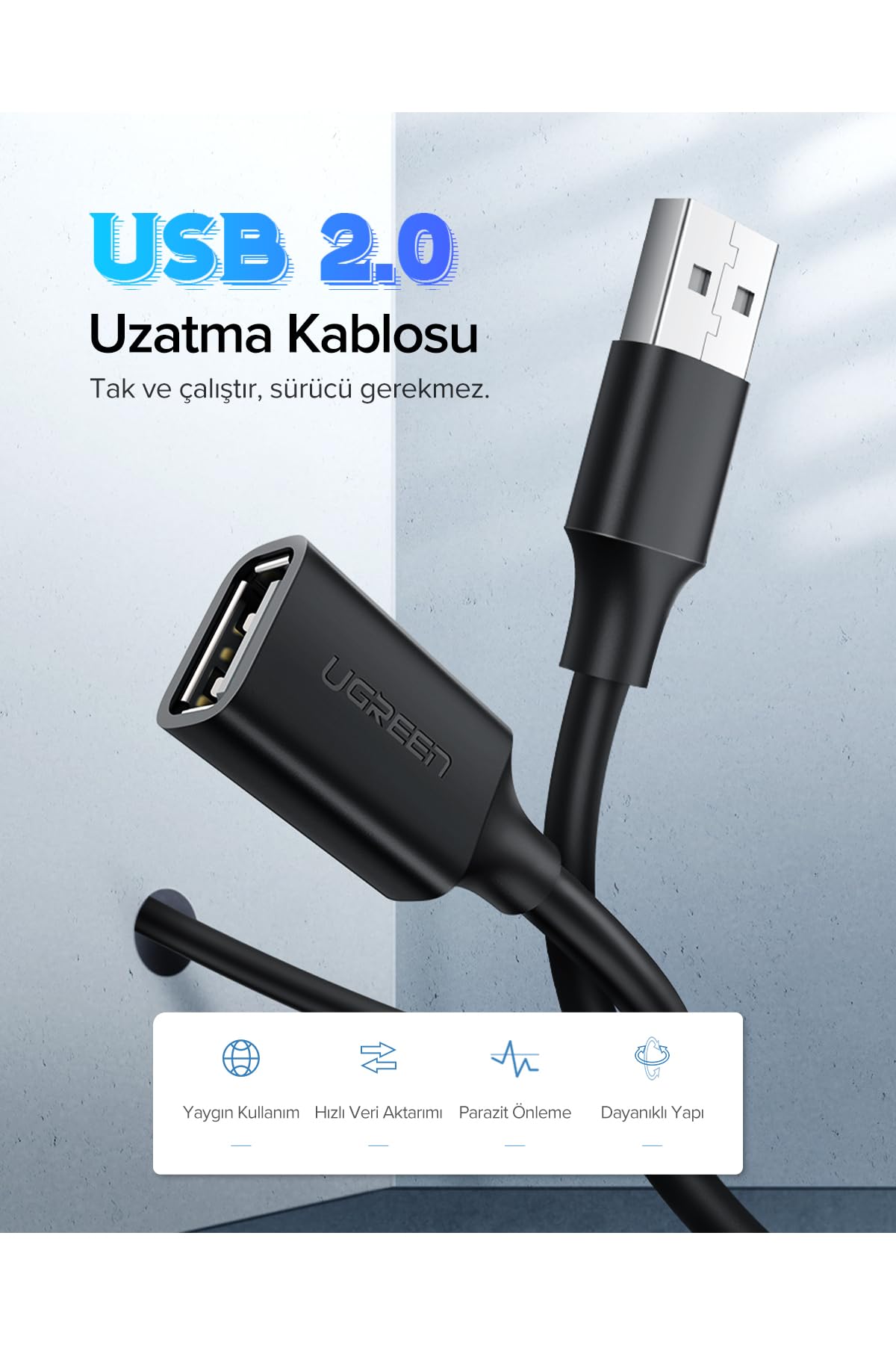 UGREEN USB Extension Cable - 5m Black -3