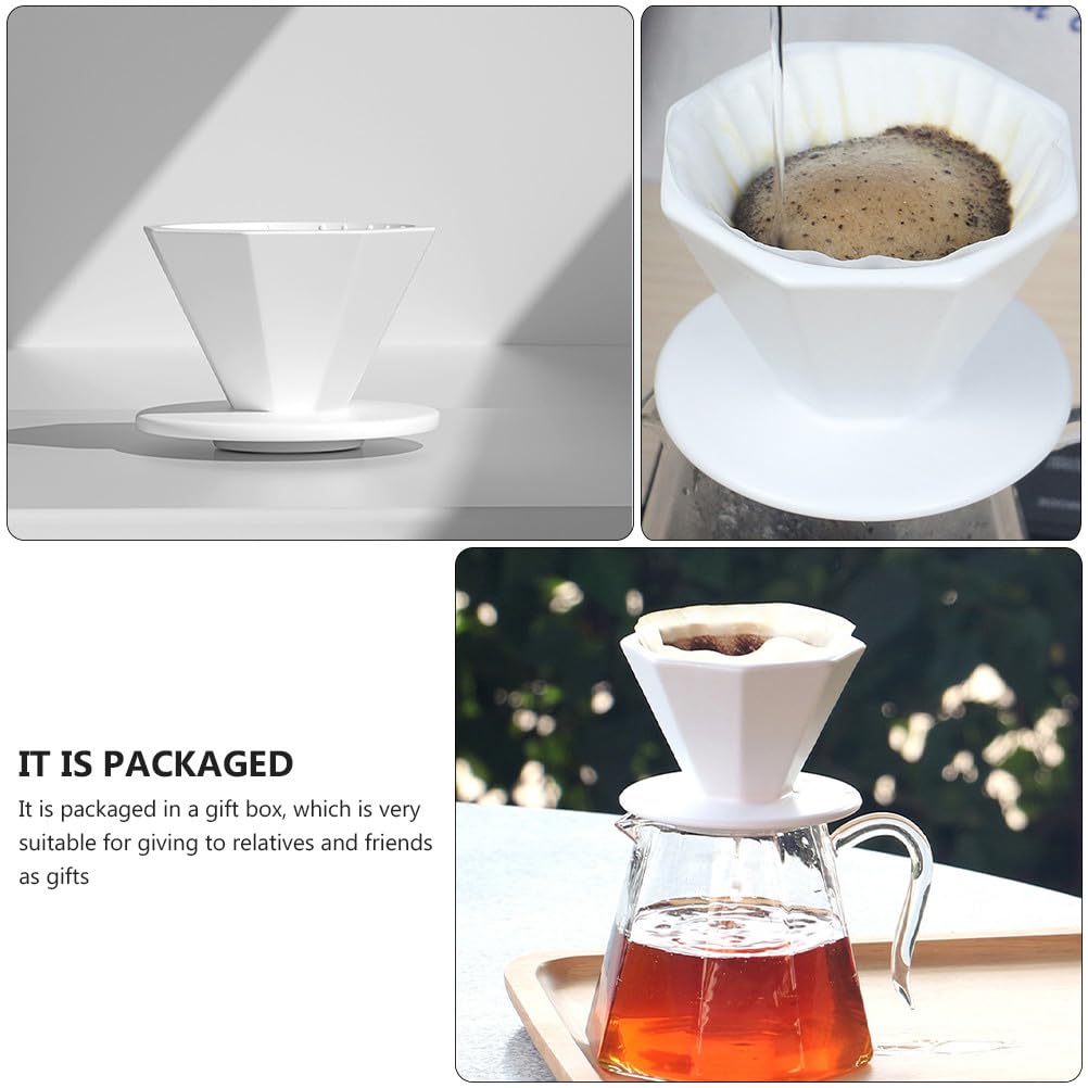 TEHAUX Filtro per Caffè in Ceramica, Gocciolatore Manuale, Bianco Opaco | Compatibile con I Filtri , Capacità da 1 a 4 Tazze, Strumento per Caffè Riutilizzabile, Preparazione Del Caffè Uniforme,