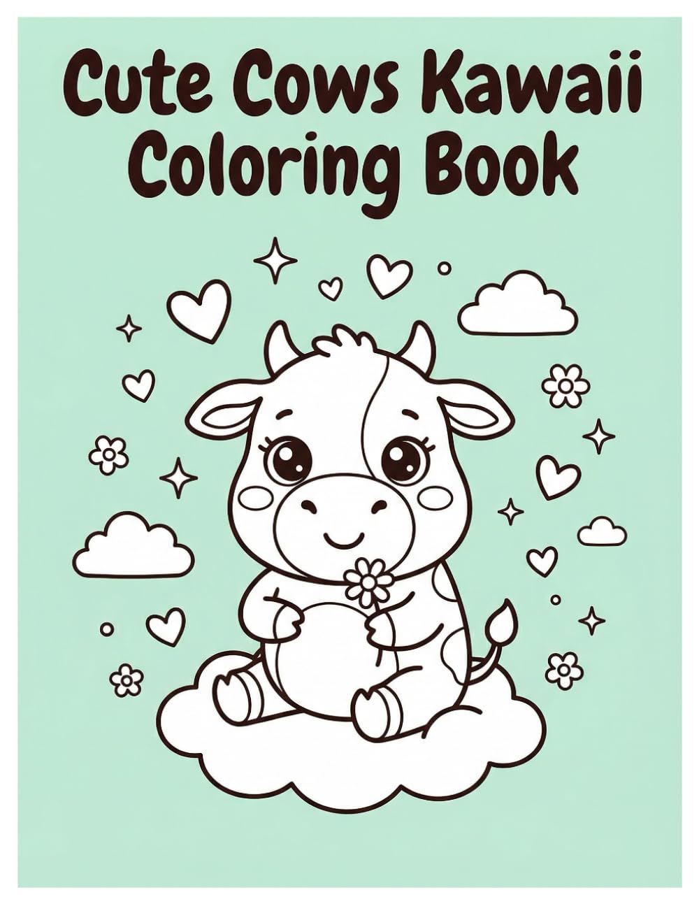 Cute Cows Kawaii Coloring Book: 50 Adorable & Simple Cow Designs for Creativity and Fun