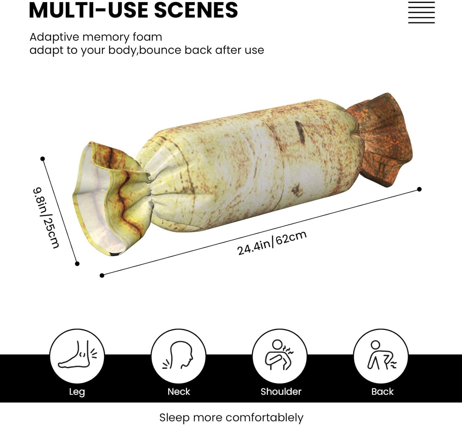 アイルランド国旗プリント キャンディ 円柱 実用的な枕 万能 快適 寝室 リビングルーム 旅行