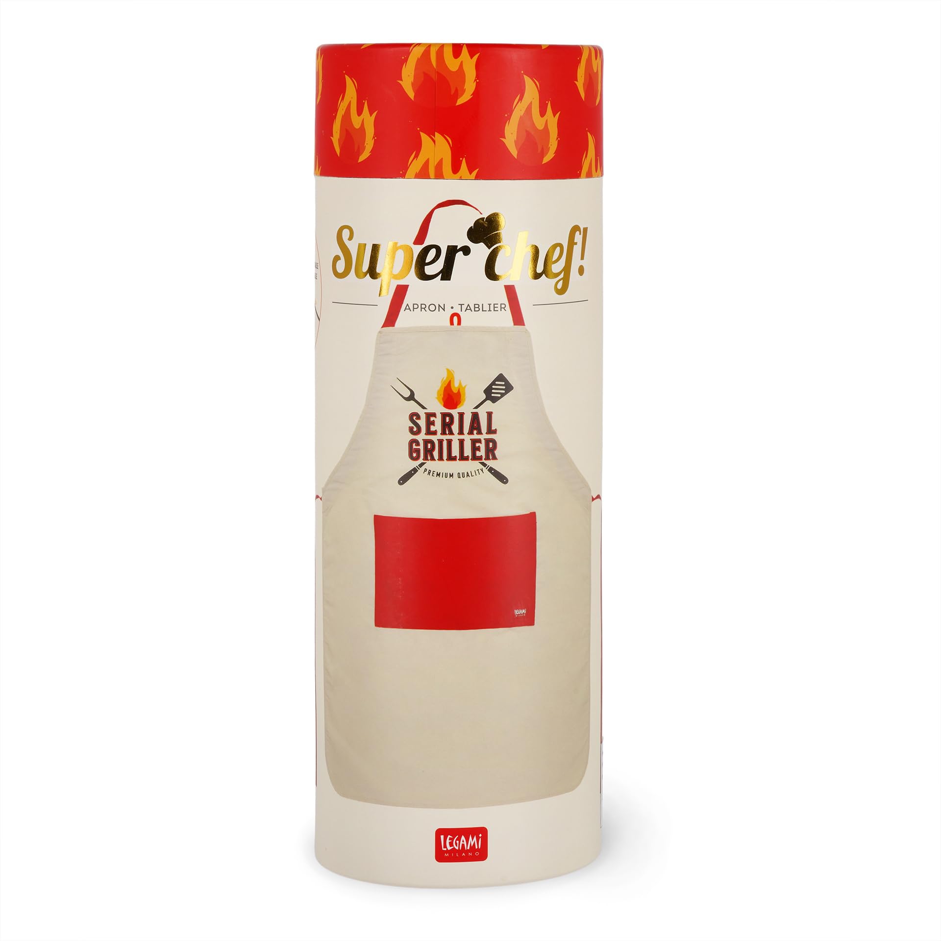 Legami - Grembiule da Cucina Uomo Donna, Super Chef, Tasca Frontale, Regolabile, Taglia Unica, Lavabile in Lavatrice, Dimensioni 56 x 76 cm