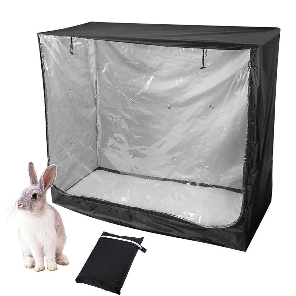 Enzeno Moisture Resistant Rabbit Hutch Cover for Winter, Rabbit Cage Cover, Thickening Rabbit Hutch Cover 210D Waterproof and Wind Rabbit Cage Dust Cover Double Layer Bunny Hutch Cover (48 inch)