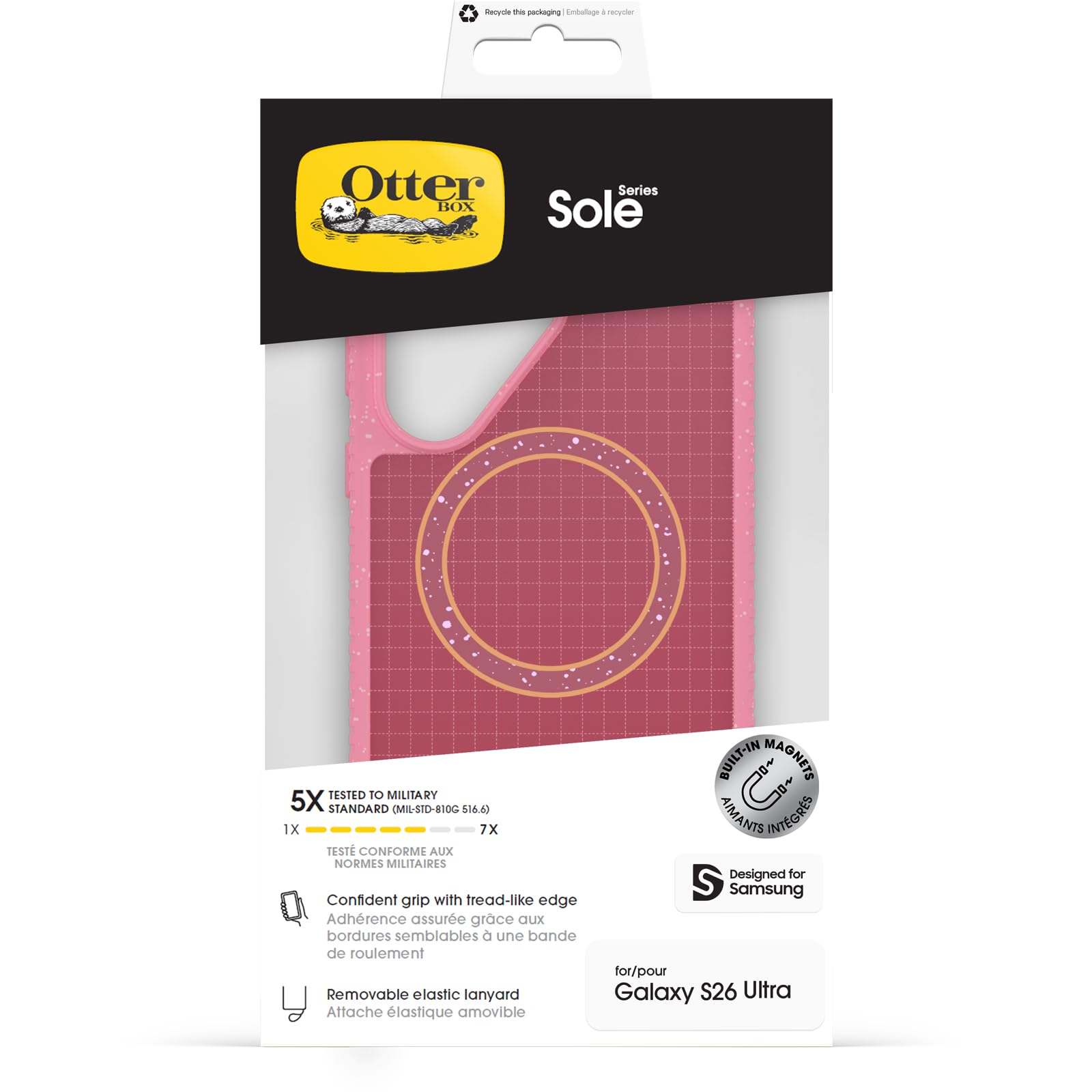 OtterBox Sole Series Hülle mit Magneten für Samsung Galaxy S26 Ultra, stoßfest, sturzsicher, schützende Hülle, 5X getestet nach Militärstandard, Rosa