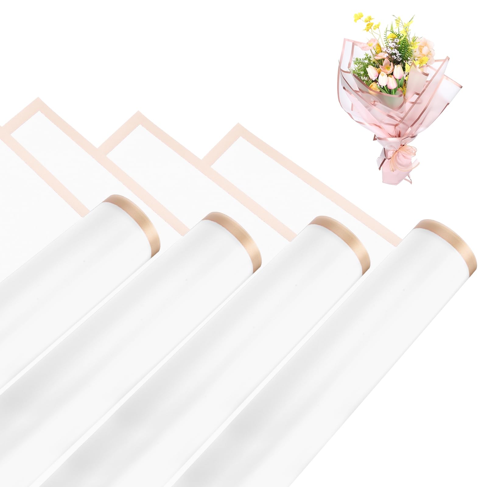 sourcing map Flower Bouquet Wrapping Paper, 56cm/22 Inch Waterproof Floral Wrapping Paper for Flower Bouquet DIY Gift, Wedding, Birthdays, Valentine's Day, Pack of 20(Pure White)