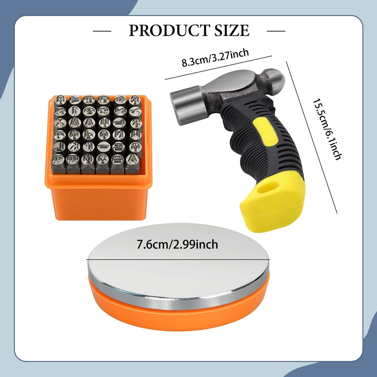 39 Teiliges Stanzwerkzeug Set Metall Stempelpresse Buchstaben Block Ziffern Mallet DIY Lederherz Punch für Bastelbedarf für Schmuckanfertigung Werkban