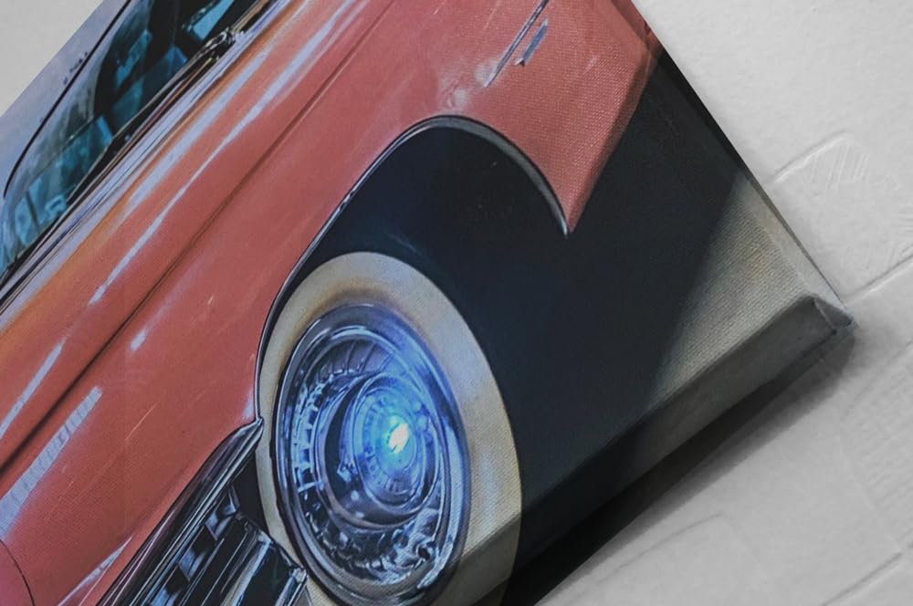 Samarkand-Lights Quadro LED Su Tela 65x45 Cm – Motivo US CAR / Muscle Car / Low Rider, Alimentato A Batteria - 5