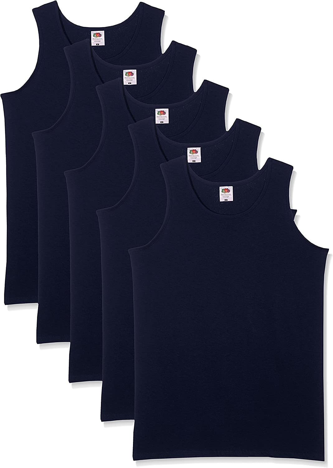 Fruit of the Loom Herren Regular Fit Unterhemd 5-Pack Athletic Mens, Blau (Deep Navy), Large