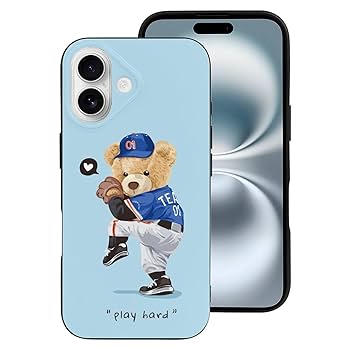 Amazon.co.jp: iPhone 16 ケース 熊 熊柄 くま 野球 かわいい