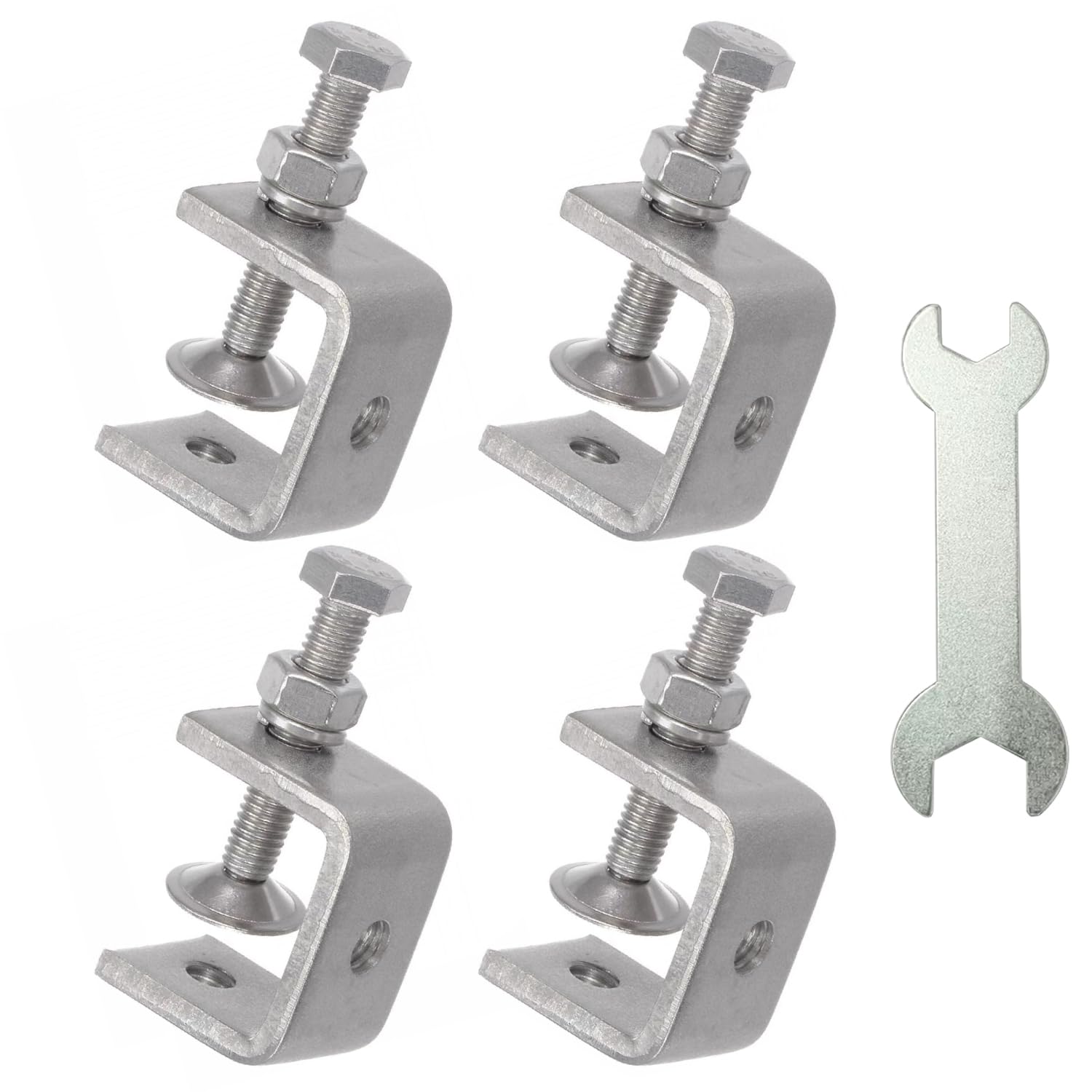 Stainless Steel C Clamps, Mini Tiger Clamp Set for Mounting, Heavy Duty Metal U Clamps, Small Desk G-Clamp with 1.18 Inch Stable Wide Jaw Opening for Metal Working Woodworking Welding Building (4pcs)