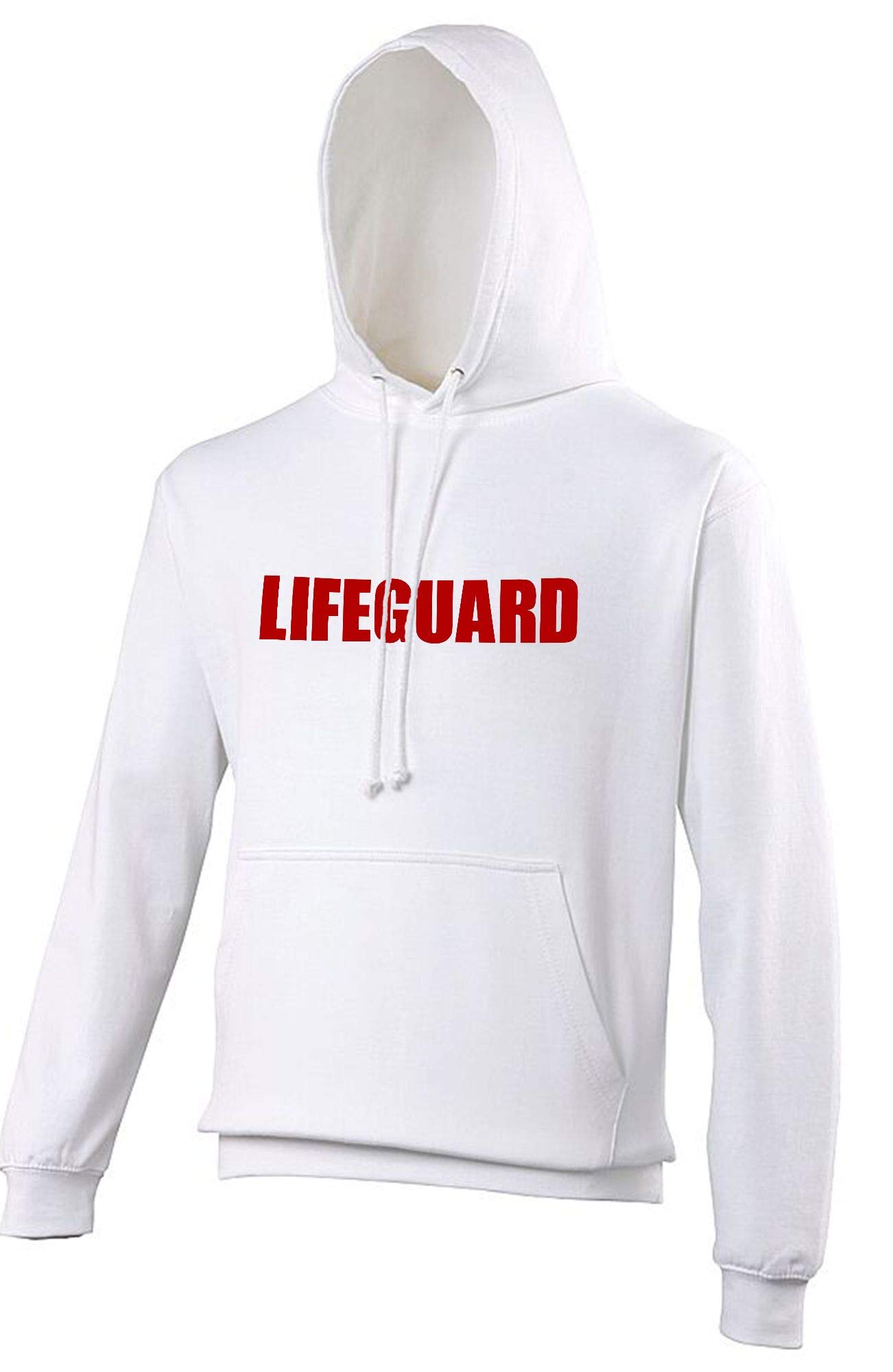 Lifeguardgear Men's White + Red Print Lifeguard Printed Unisex Hoodie (White + Red Print) (Large)