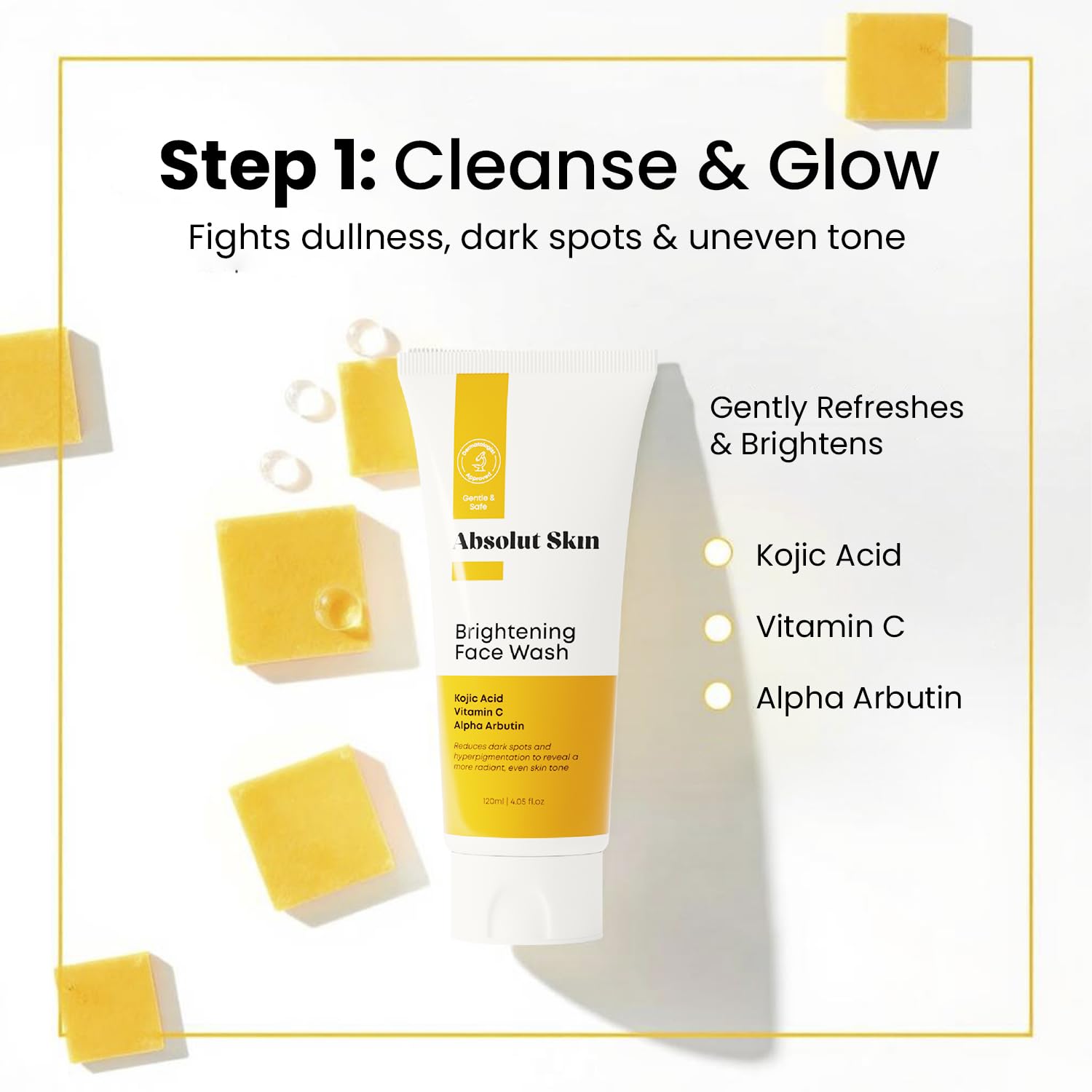 AbsolutSkin Balance Bundle – 4-Step Skincare Routine for Radiant, Even Skin – Includes Face Wash, Exfoliator Gel, Radiance Serum & SPF50 Sunscreen – Brightening Essentials Kit - Image 3