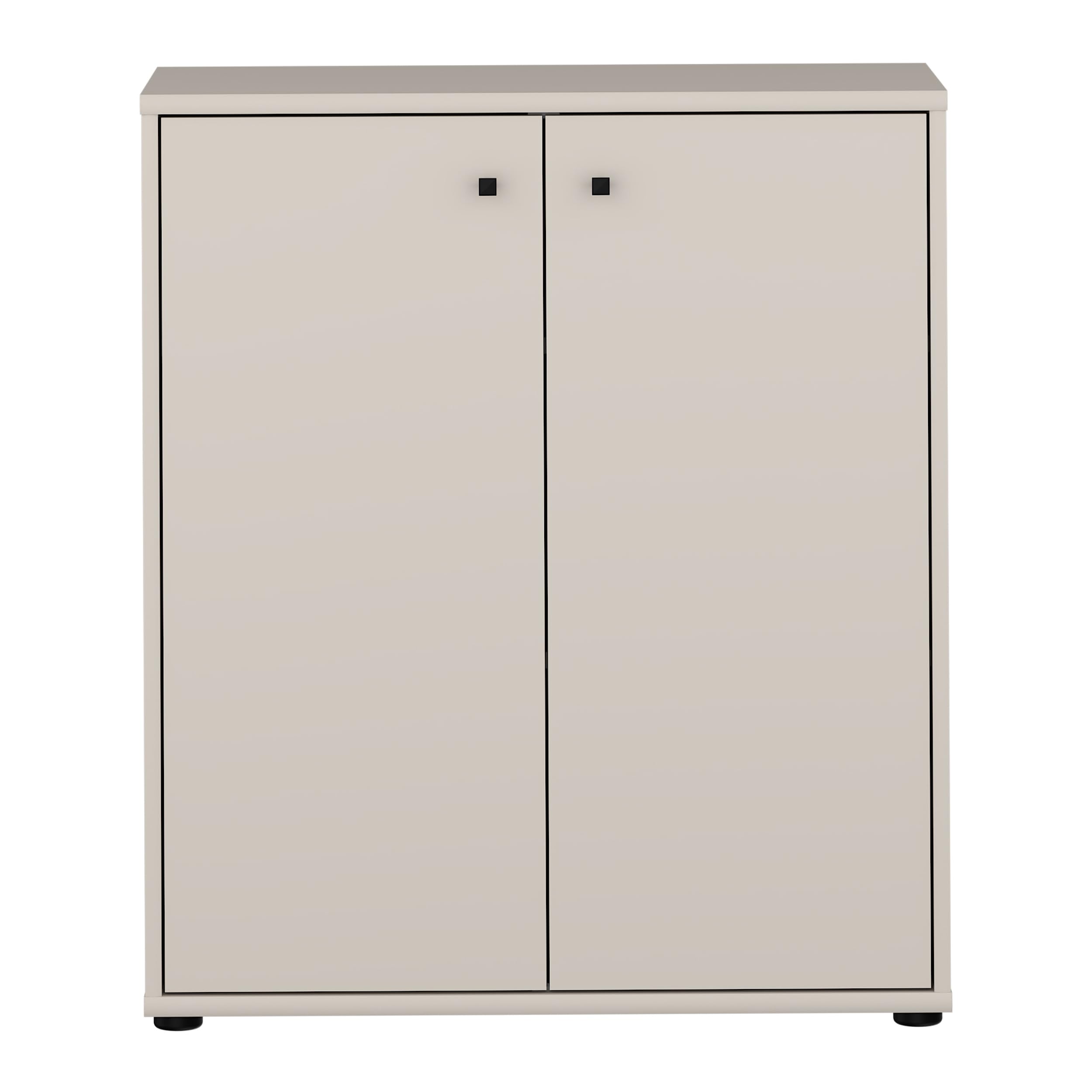Forte TEMPRA 2 Kommode 70 80, Moderne Kommode 2-türig, Schlafzimmer, Wohnzimmer, Büro, Holzwerkstoff, Kaschmir|Beige, 73,7 cm breit x 85,5 cm hoch x 34,8 cm tief