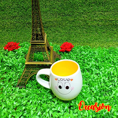 Image of Occasion White Emoji Smily Happy Ceramic Milk /Coffee /Tea /Juice Mug -250ML (Love Emoji White Mug)
