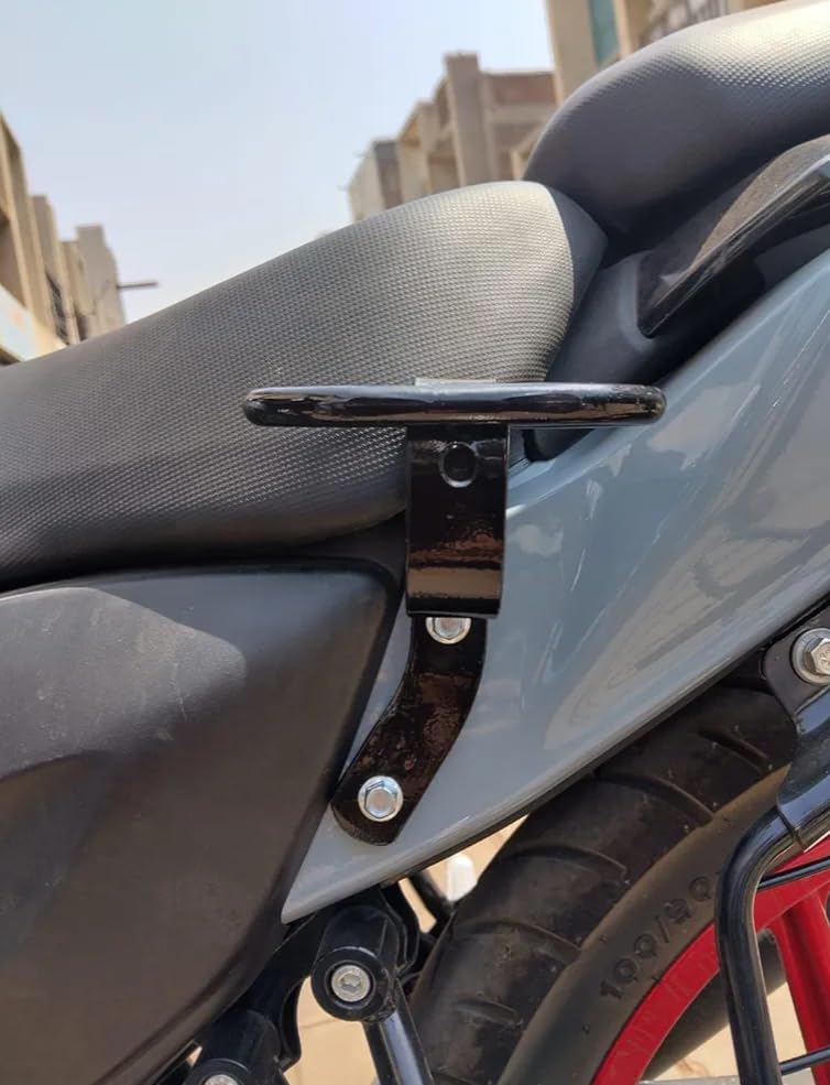 Image of TVS Raider Bike Pillion Holder Hook - Black, Easy Fit for TVS Raider 125, Comfortable Pillion Support, Convenient Hanging Hook, Durable and Reliable Performance