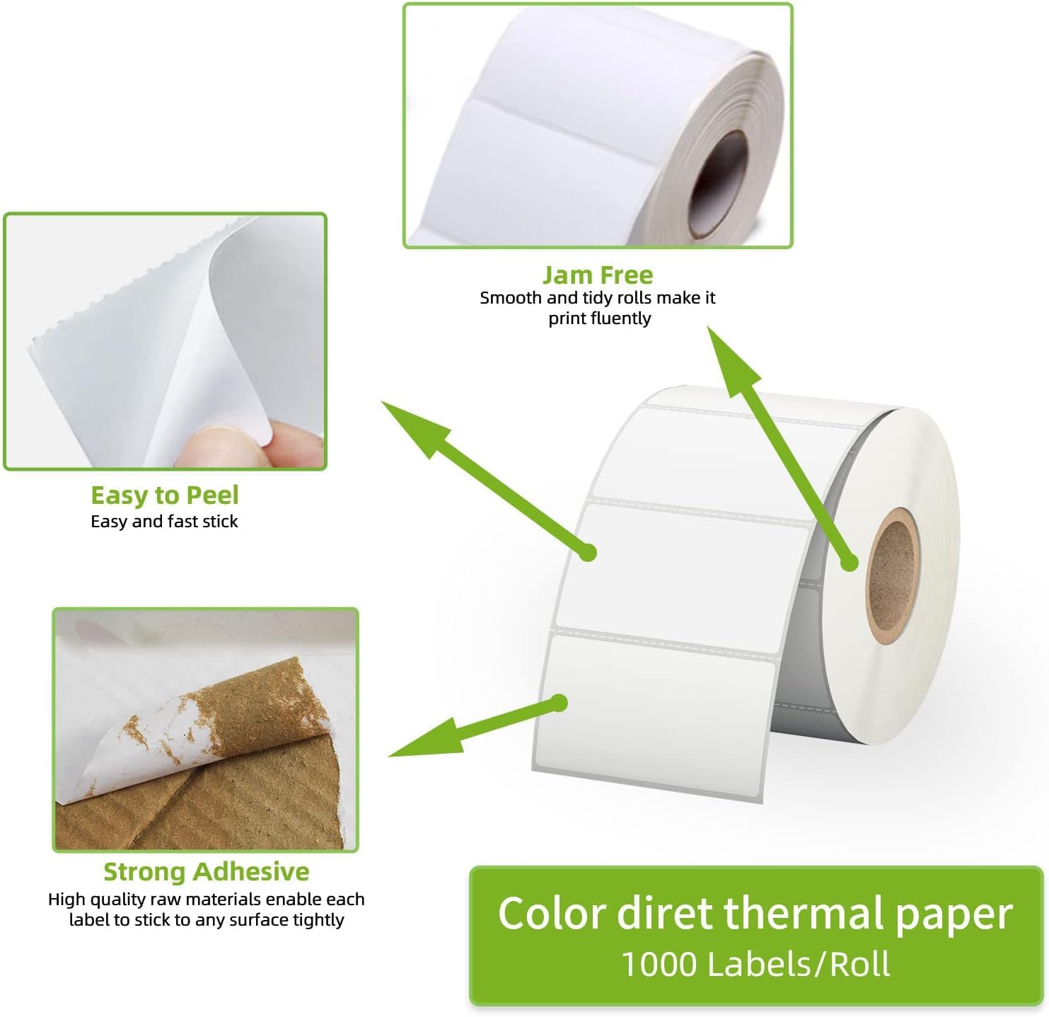 UCRAVO 1 Rolle (1000 Etiketten/Rolle) kompatibles Thermopapier-Etikett, 5,1 x 2,5 cm, 1 Kern, blanko, Versandadresse, Barcode, Multifunktions-Etiketten für perfekten Klebstoff, wasser- und