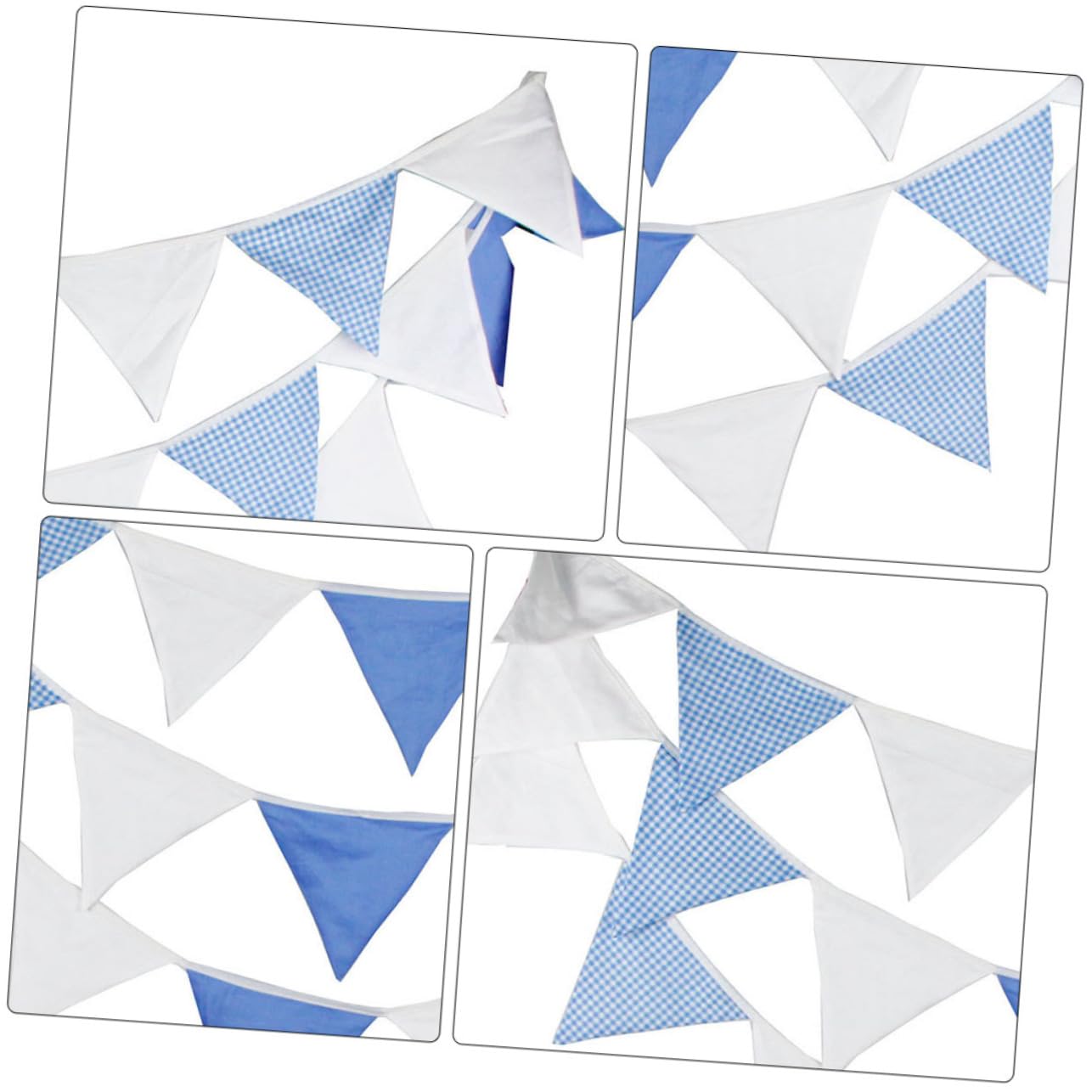 TOYANDONA 2 Piezas De Cuerda Azul y Blanca Cotton Burra Triangular De Tela Del Banderín Del Empavesado Blanca Azul Triángulo Bebé Algodón Boda Suministros
