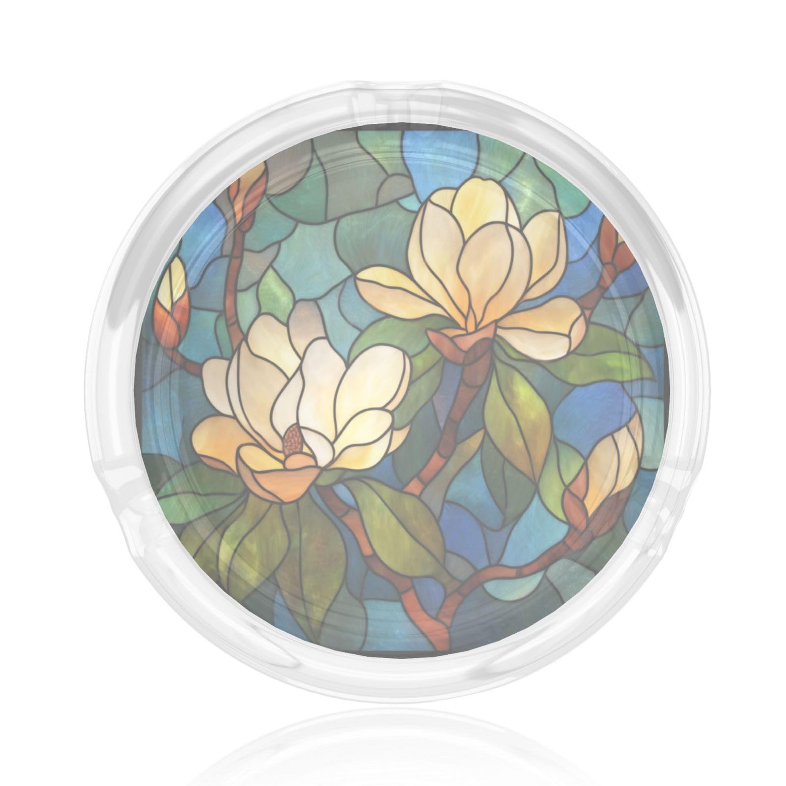Southern Magnolia Tree In Bloom Glass Ashtray For Cigarettes Ash Trays Case For Home Office Decor