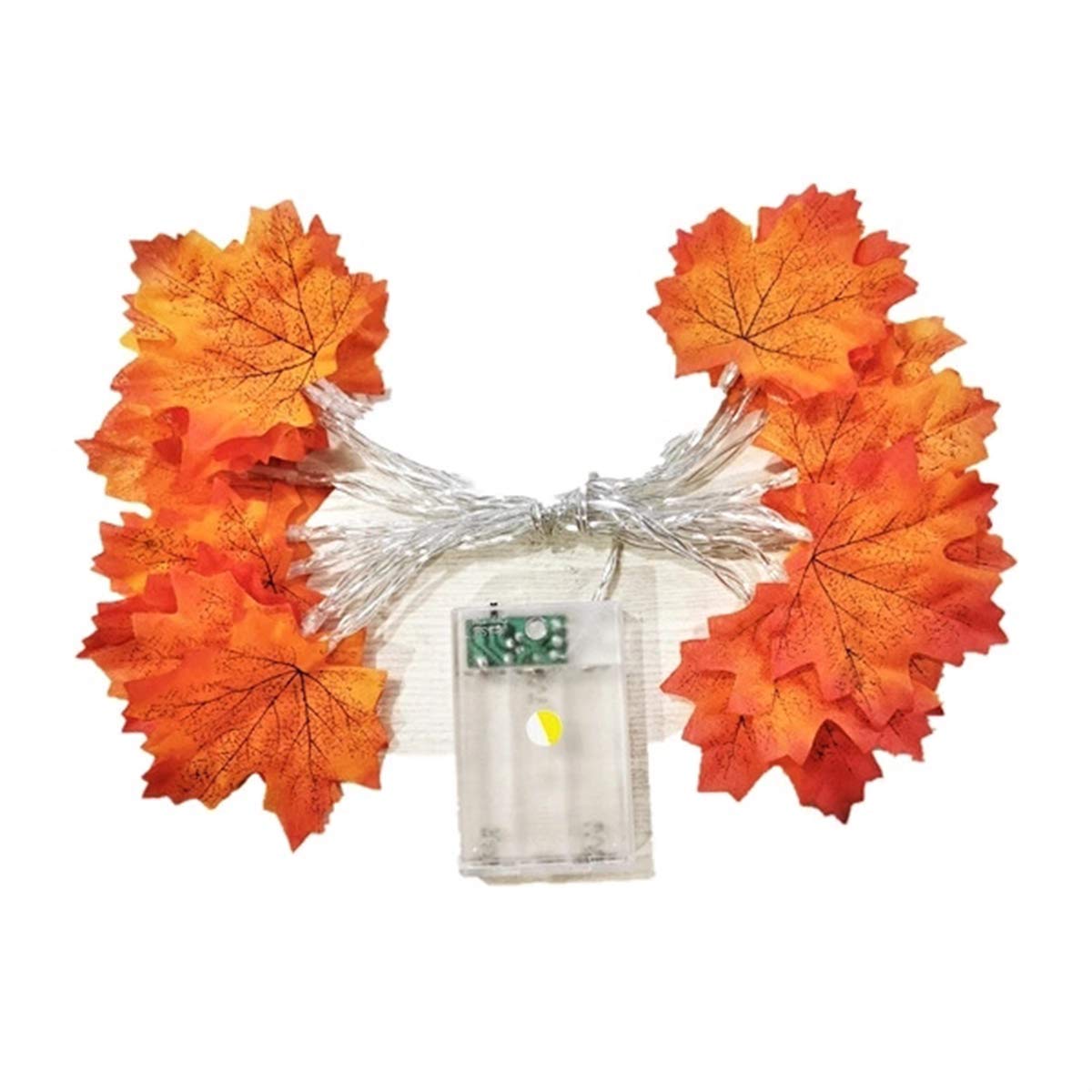 Shhjjpy Christmas Tree Lights, 6M 40 LED Christmas Thanksgiving Decorations Orange Fairy Lights Artificial Autumn Maple Leaves String Lights Fall Garland Decoration