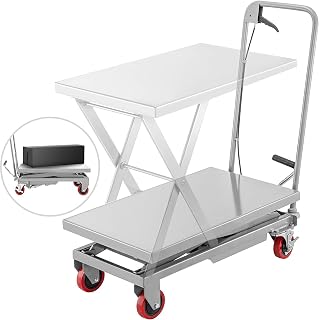 VEVOR Hydraulic Scissor 500LBS Capacity, Cart Lift Table Cart 28.5-Inch Lifting Height, Grey Manual Scissor Lift Table w/ 4 Wheels and Foot Pump, Elevating Hydraulic Cart for Material Handling