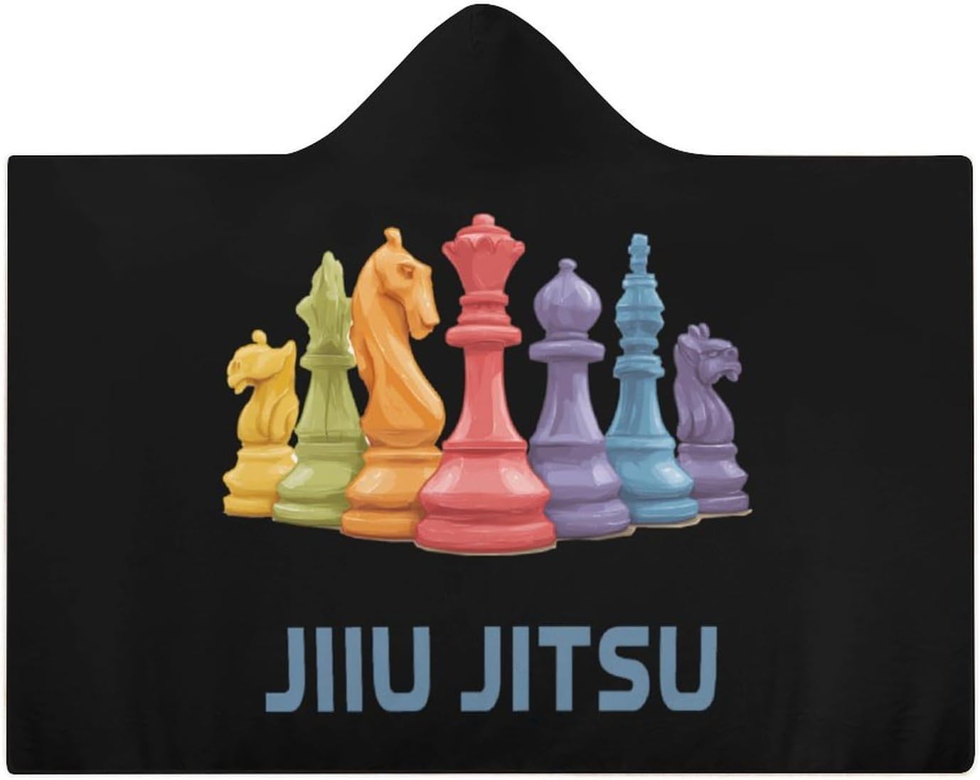 Chess Jiu Jitsu Wearable Blanket Oversized Throw Cape | Cozy Hooded Blanket Gifts for Women Men