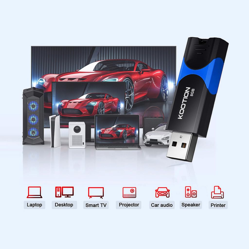 8 GB USB 2.0 Stick 2-Pack, KOOTION USB Memory Flash Drive USB 2.0 Stick 8 GB Thumb Drive USB Drive with LED Indicator for Data Storage Jump Drive (2Pack Mixcolor) — view 6
