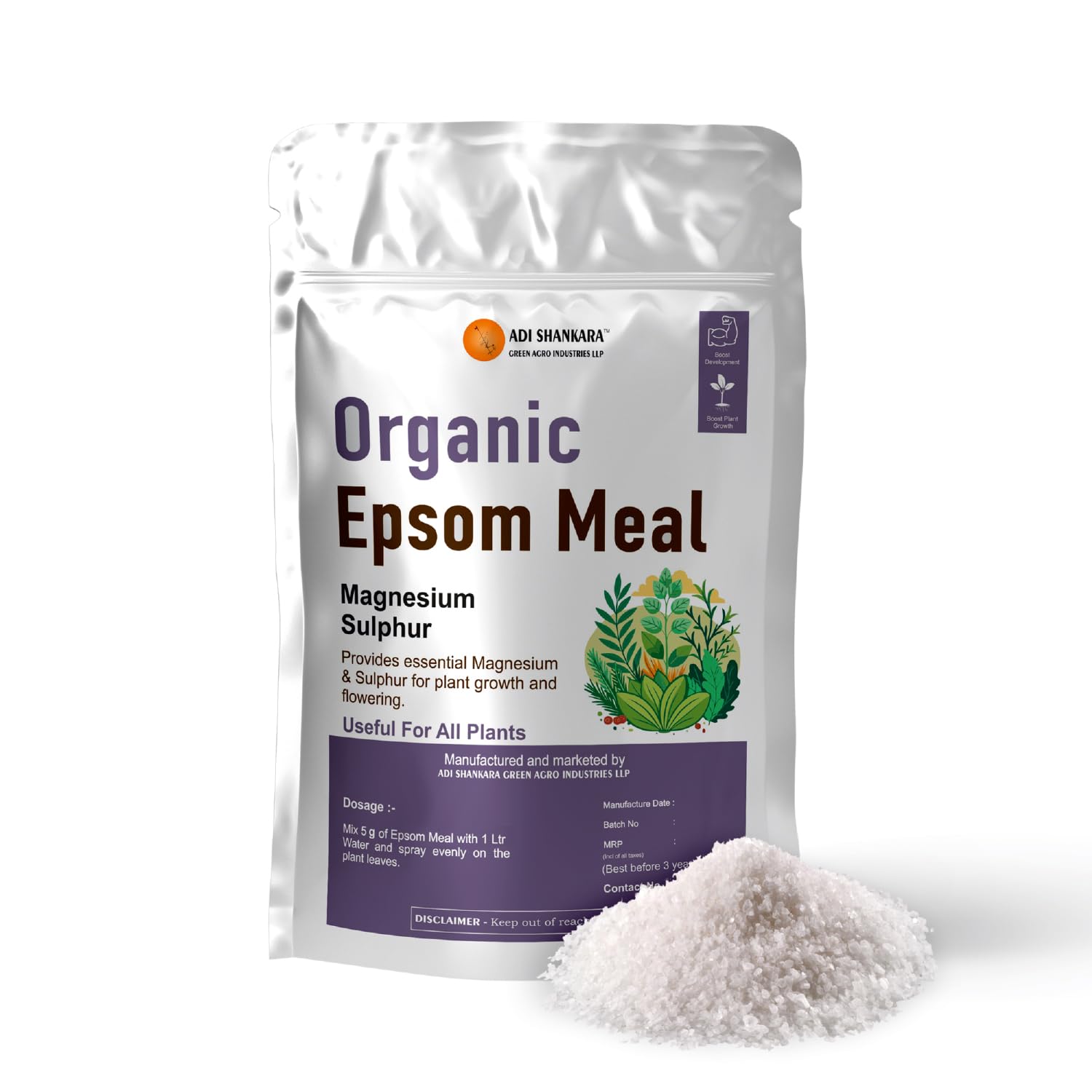 ADI SHANKARA ORGANIC EPSOM MEAL, Magnesium Sulphate,Plant Fertiliser.450 Gms.-image-16