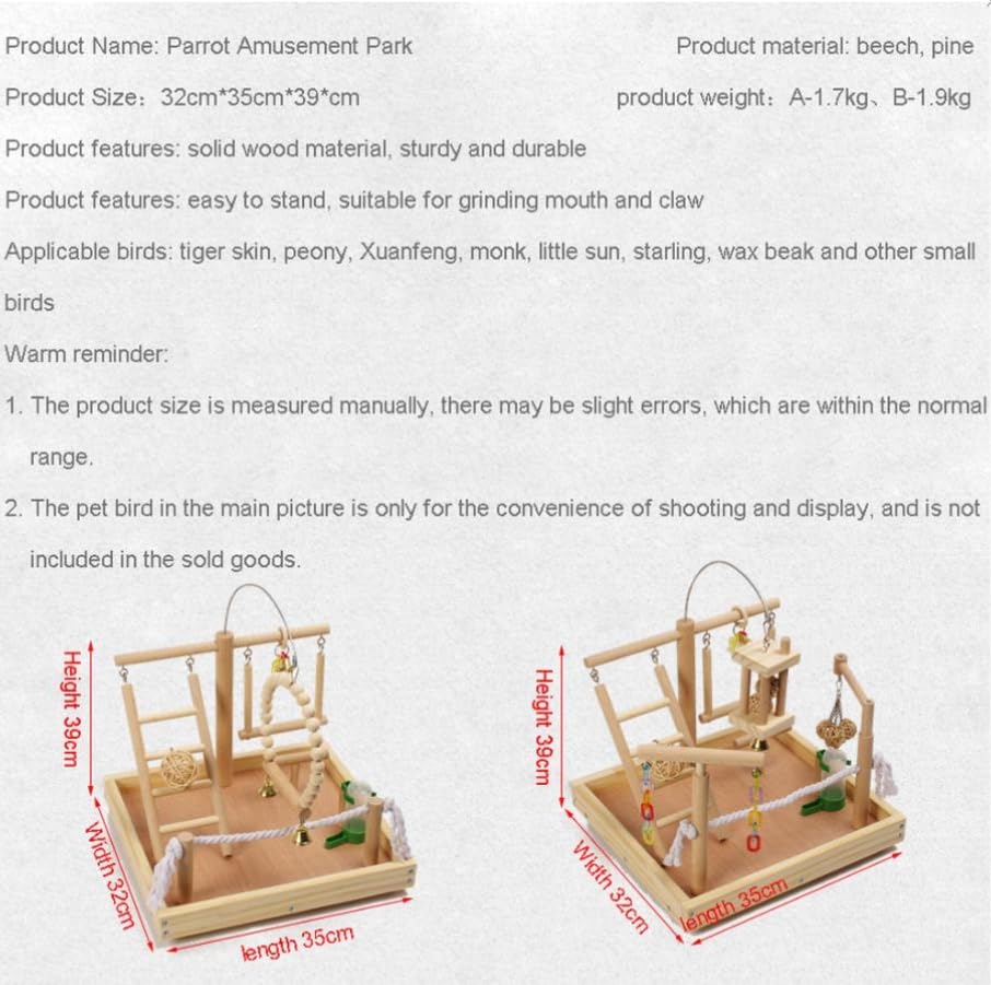 Luminexia Parco Giochi per Uccelli,Supporto per addestramento per pappagalli,Set per Supporto per pappagalli,Parco Giochi per pappagalli con Scale,altalene,per Piccoli Uccelli