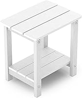 Vista 14 de MXIMU Mesa auxiliar exterior Adirondack de doble capa, mesas laterales exteriores cuadradas resistentes al clima, mesa auxiliar exterior