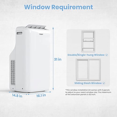 Miniatura 7 de TOSOT Aire acondicionado portátil inteligente Wifi de 14,000 BTU (10,000 BTU SACC) con calentador, potente columpio automático de enfriamiento,