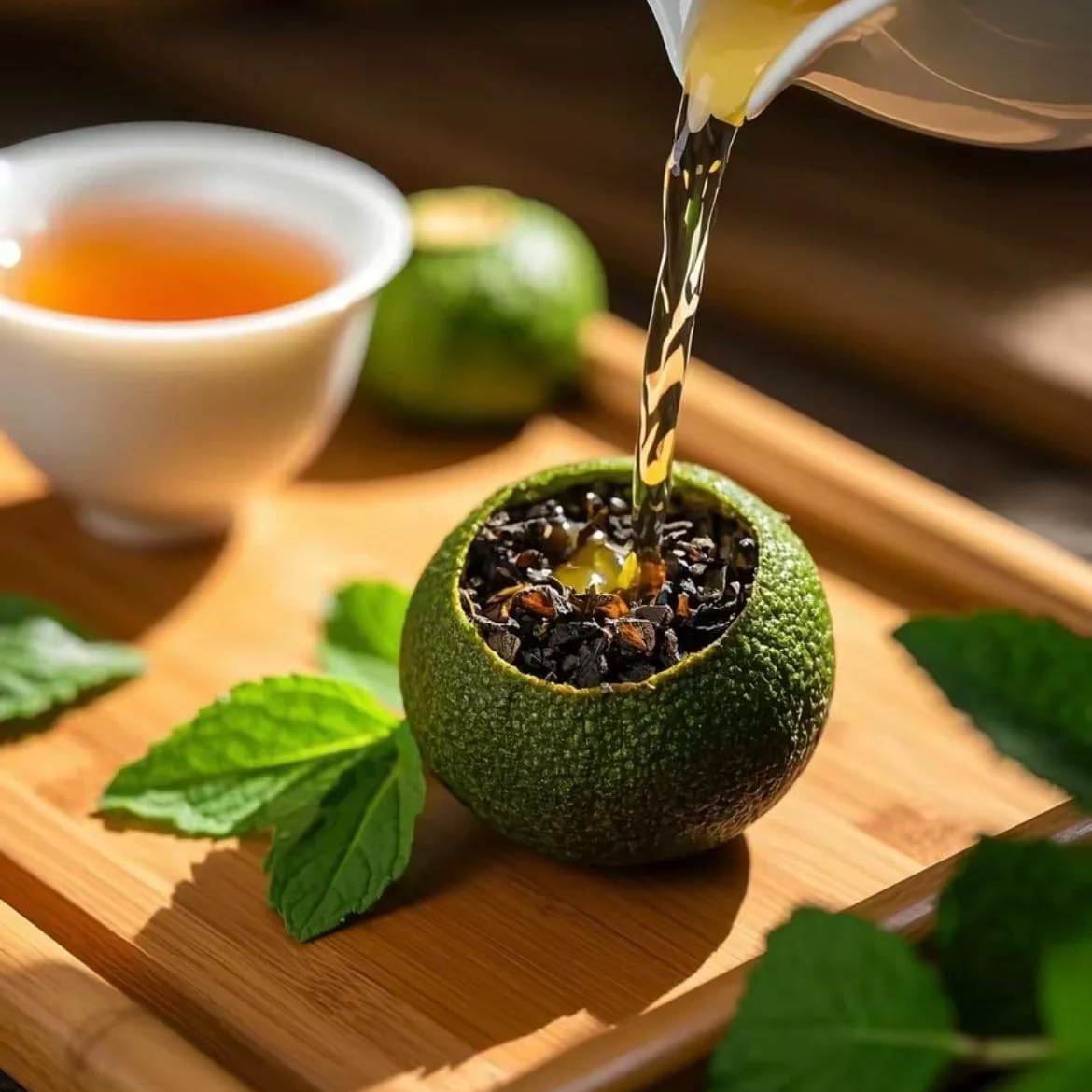 Xiao Qing Gan Pu-erh Tea – Aged Tangerine Peel with Fermented Yunnan Tea – Citrus Pu'er Tea – 15.16oz (430g) Whole Mini Tangerines生晒，新会小青柑，柑普茶，天马一号