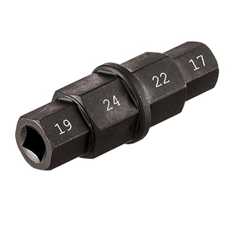 Chave para Eixo de Motocicleta PANOVOS com 4 Medidas Hexagonais Métricas 17 mm, 19 mm, 22 mm e 24 mm, Preta