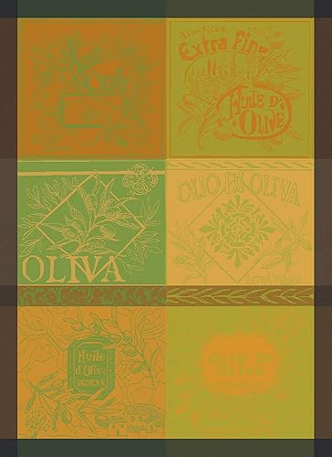 Garnier -Thiebaut, Olives Vintage Nature French Jacquard - Toalla de cocina, 100% algodón