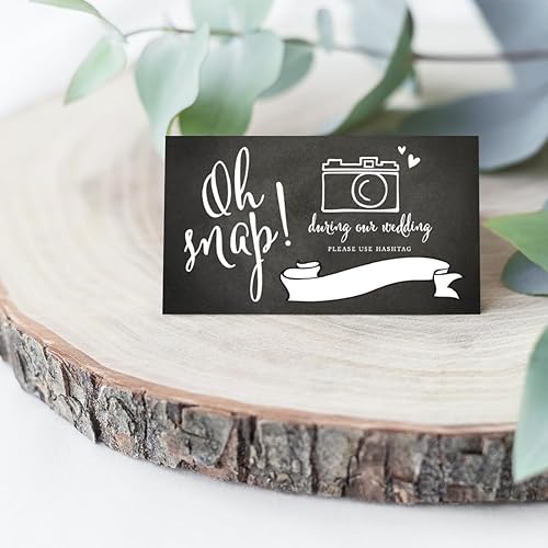 Miniatura 3 de Andaz Press tarjetas de mesa para colocar las tarjetas en papel perforado, negro y blanco formal, Oh Snap! Durante nuestra boda, use #Hashtag Photo