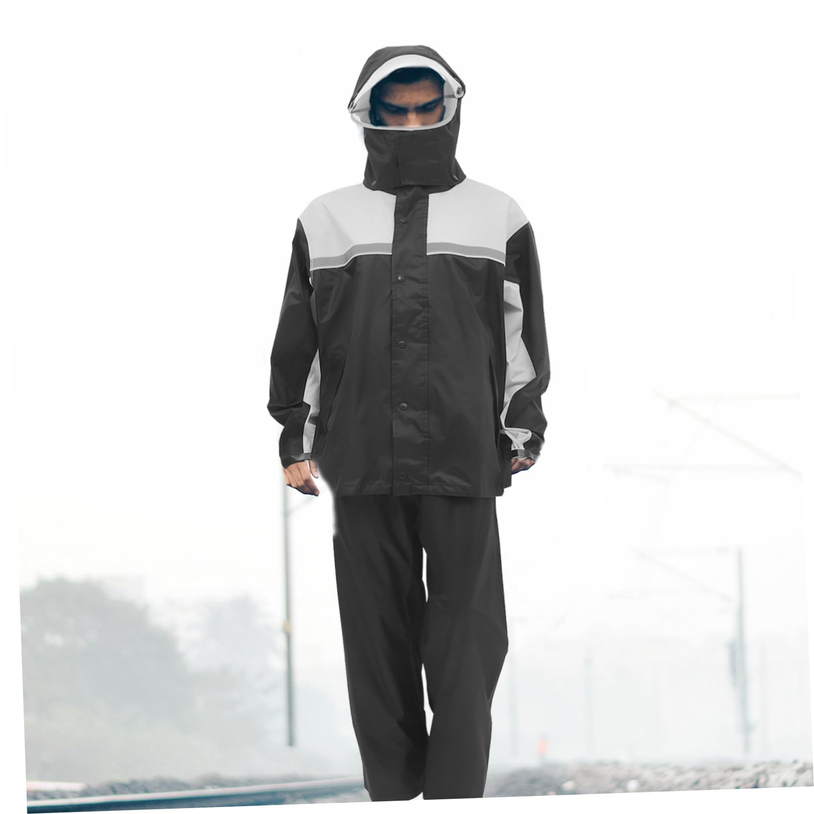 Combinaison Moto Pluie Imperméable pour Homme Veste et Pantalon en PU Adhésif, Protection Simple à Enlever, pour Conduite et Activités Extérieures