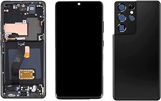 Original 6.8" for Samsung S21 Ultra Display Touch Screen Digitizer S21ultra 5G G998U G998B G998B/DS G998W G998Ul LCD Screen Replacement (with Black Frame+Back Cover)