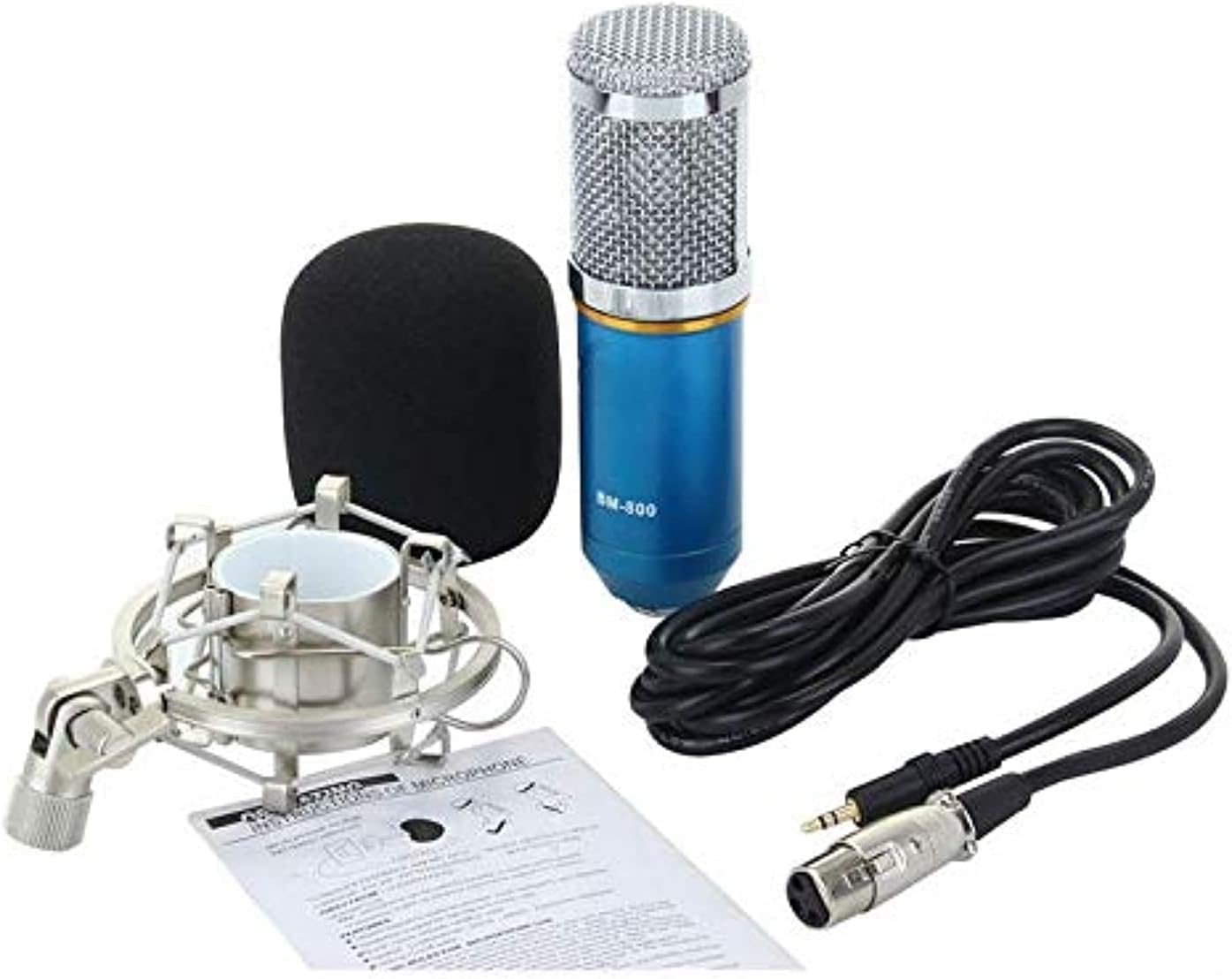 eWINNER BM-800 Professional Condenser Sound Recording Microphone with Shock Mount for Radio Braodcasting Singing Blue