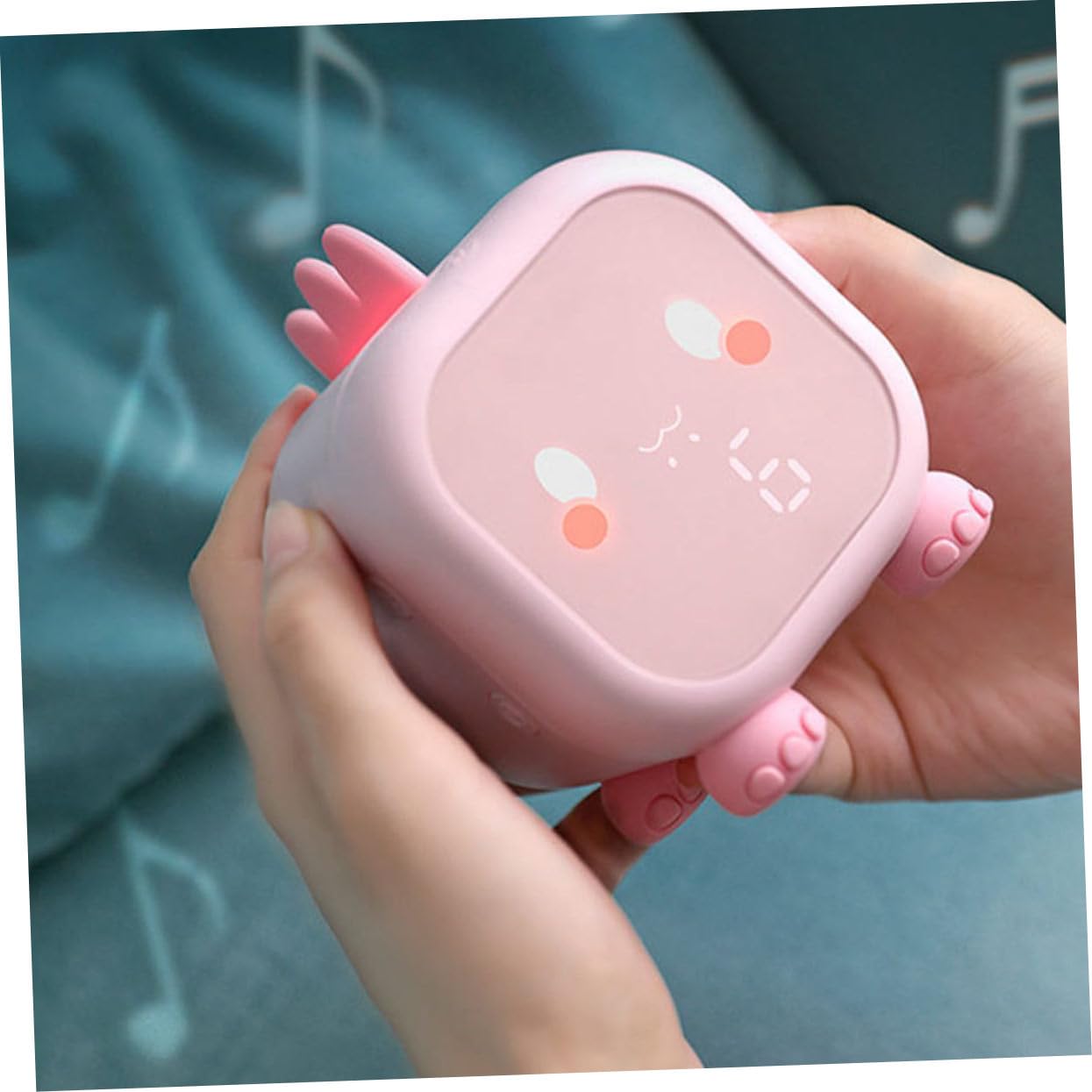 Ciieeo Kinderwecker mit LED Nachtlicht USB Schlafgeräuschen und Nickerchen Timer Rosa aus Abs und Silikon für Schlafzimmer