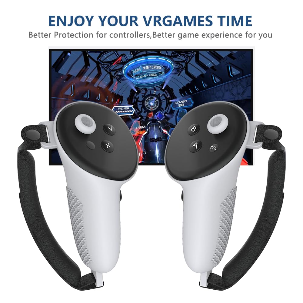 BeisDirect Juego de 7 piezas para accesorios Meta Quest 3, cubierta facial de silicona Quest 3 VR, cubierta de carcasa de realidad virtual, cubierta de agarre para controlador táctil Quest 3, cubierta