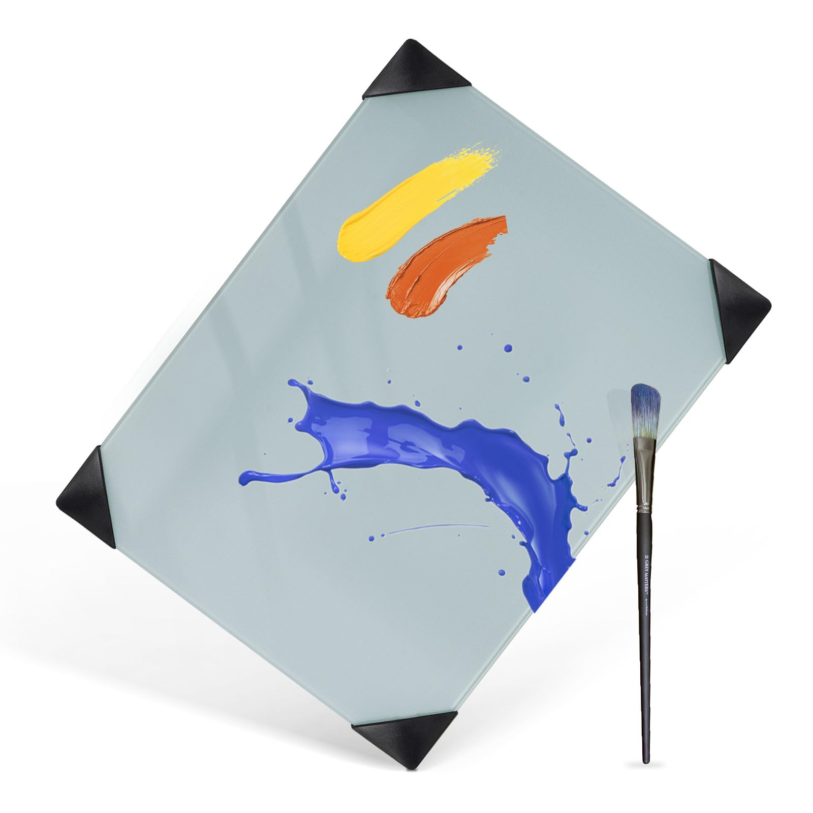 Paleta de cristal para pintura al óleo, 40,6 x 30,5 cm, gris, fácil de limpiar | Paleta de mezcla de pintura para acrílico, gouache, acuarela, tinta, suministros de pintura para artistas, adultos, 1 paquete